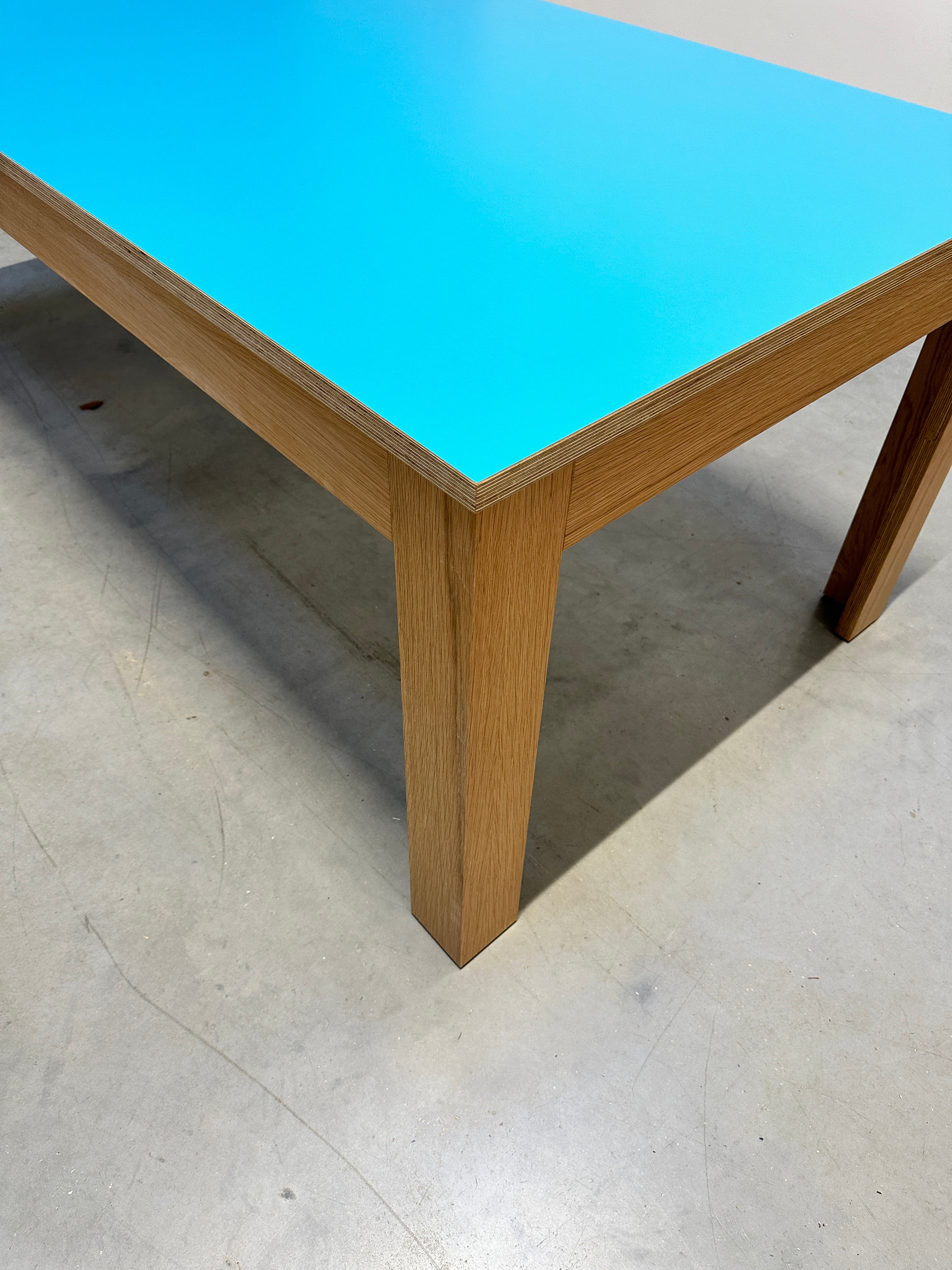 blue dining table