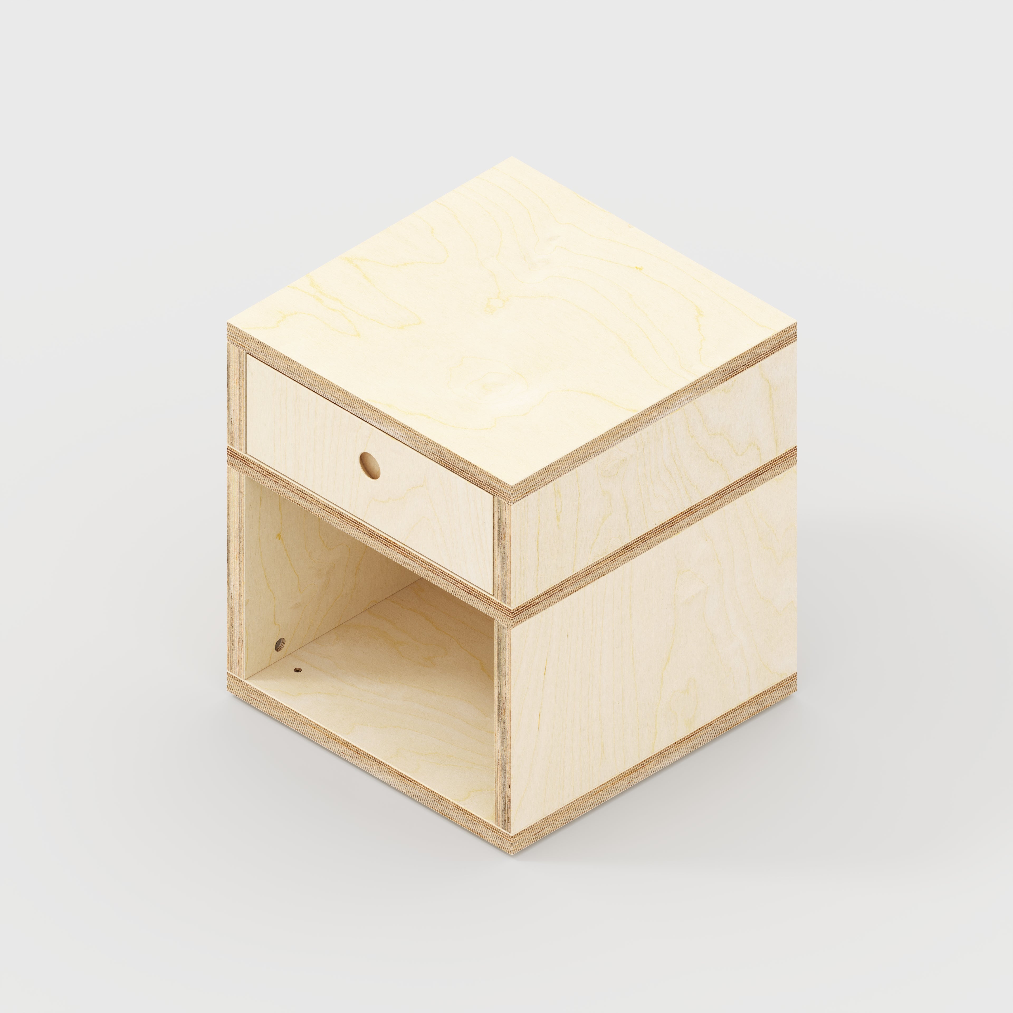 Plywood Bedside Table - Type 1 - with Drawer - Plywood Birch - 400(w) x 400(d) x 450(h)