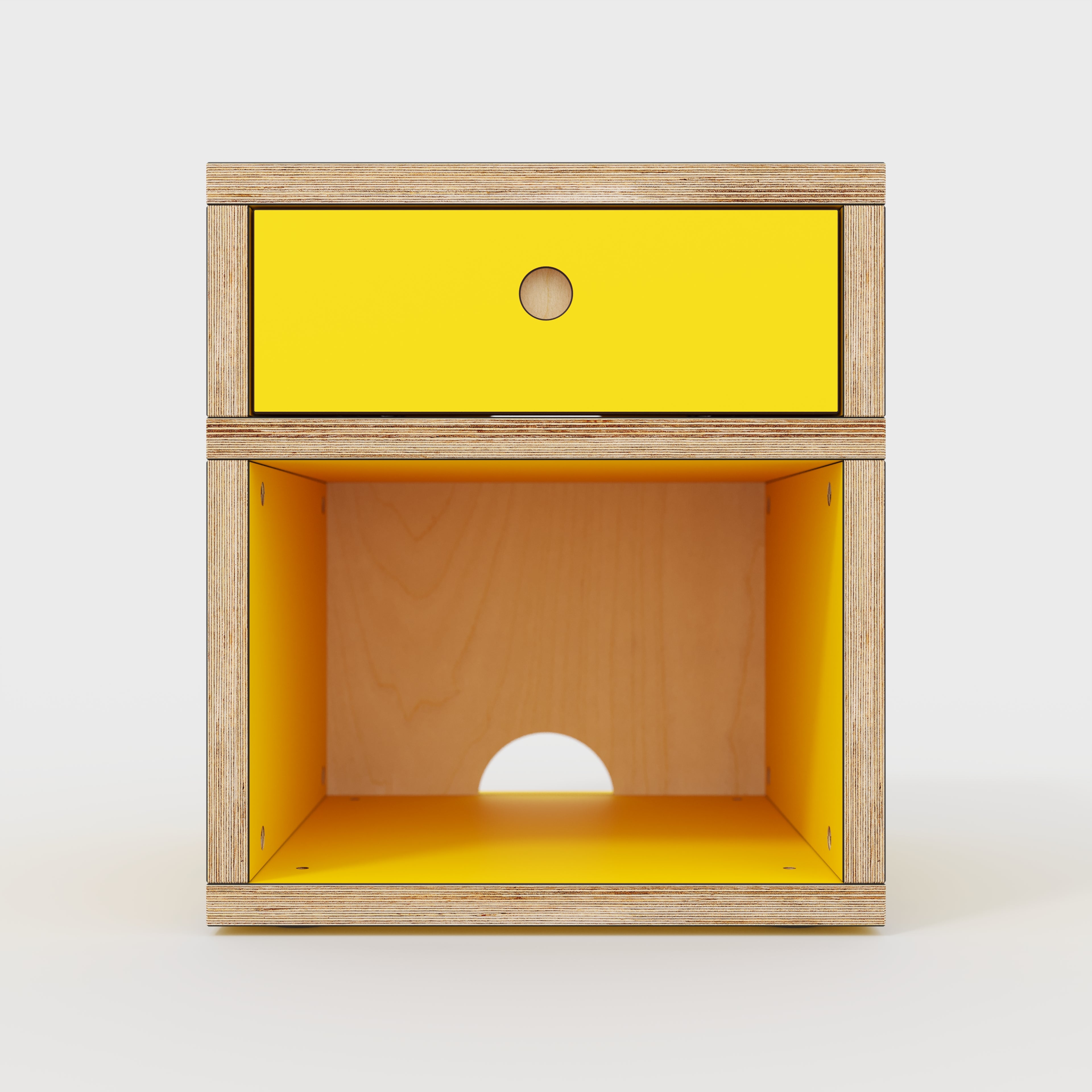 Plywood Bedside Table - Type 1 - with Drawer - Formica Chrome Yellow - 400(w) x 400(d) x 450(h)