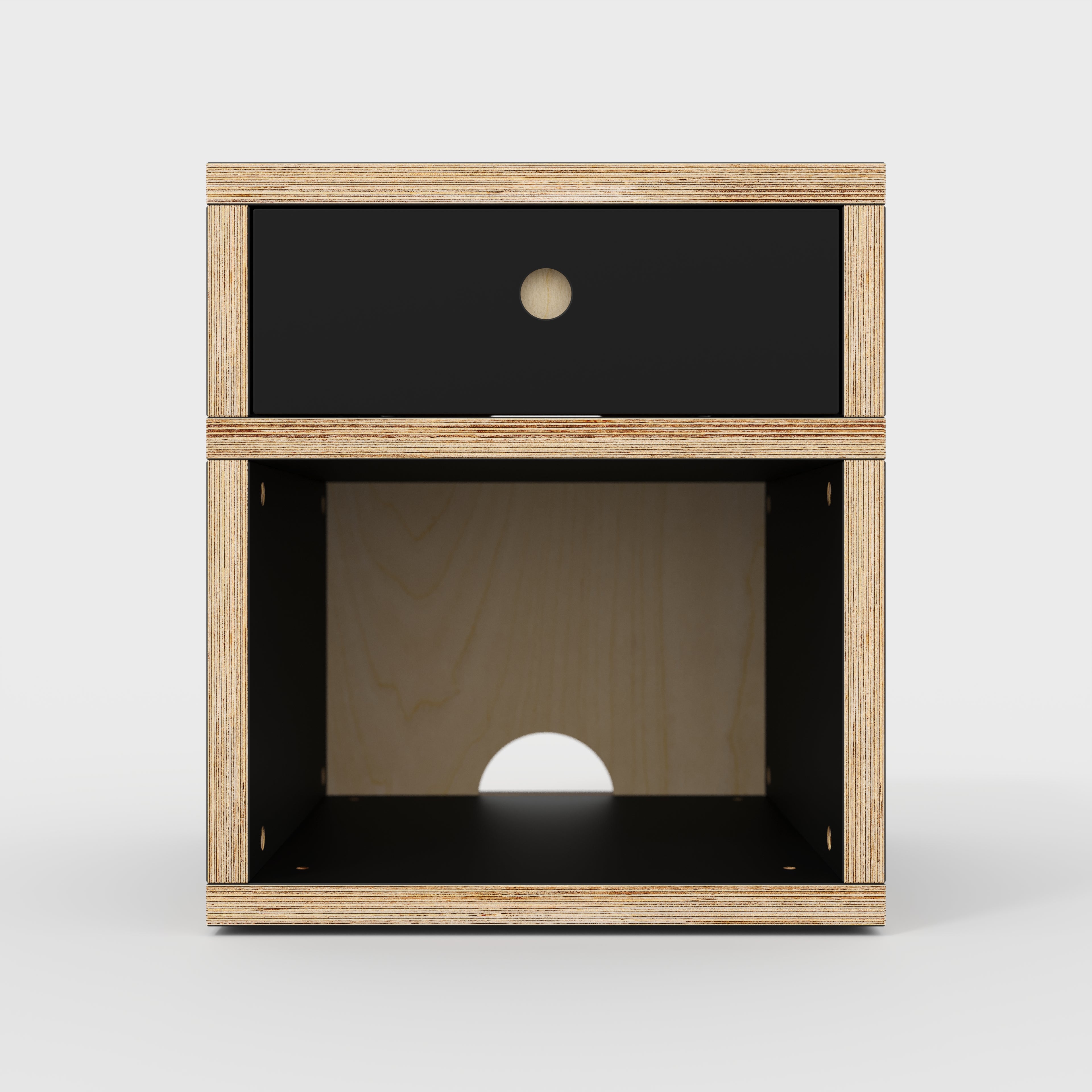 Plywood Bedside Table - Type 1 - with Drawer - Formica Diamond Black - 400(w) x 400(d) x 450(h)