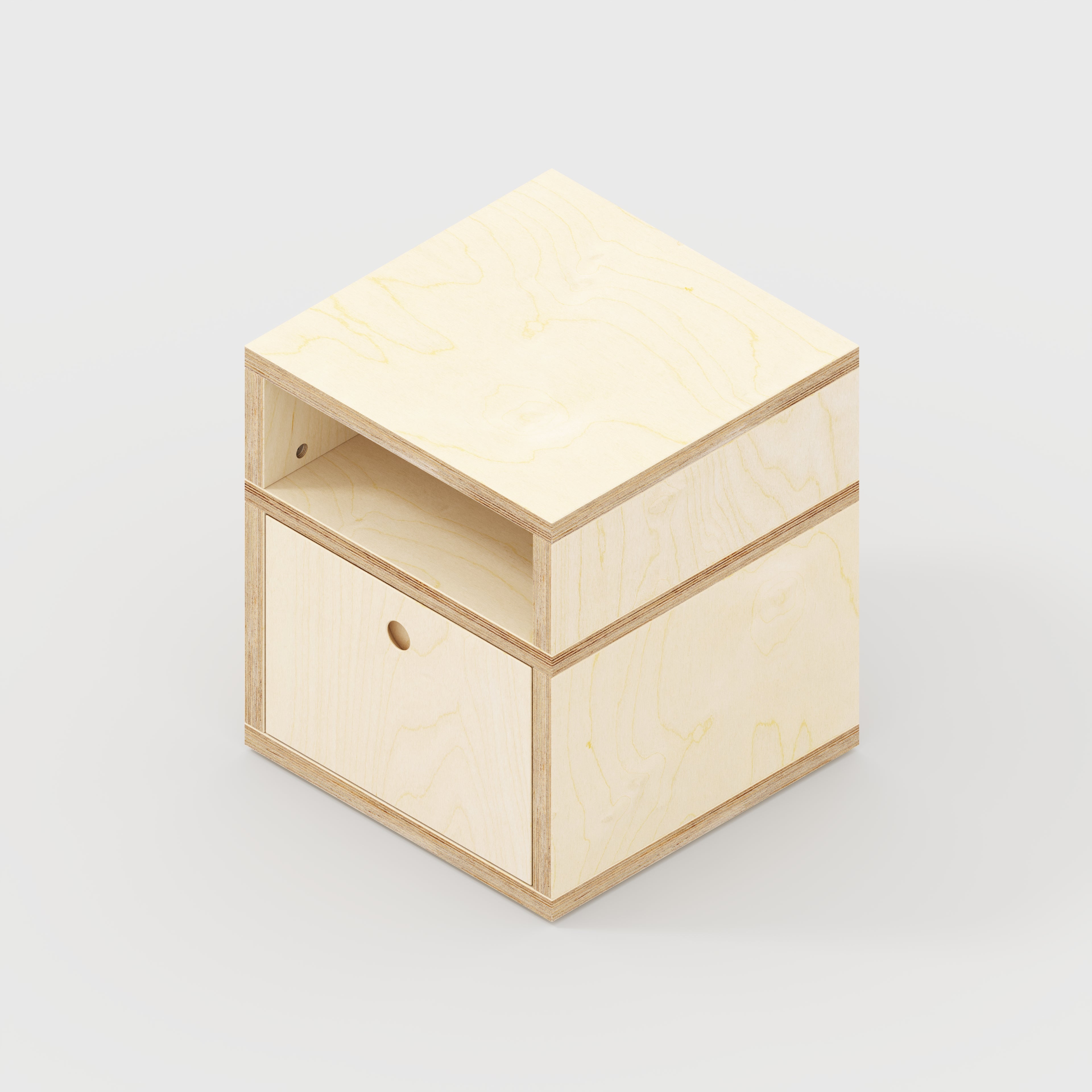 Plywood Bedside Table - Type 2 - with Drawer - Plywood Birch - 400(w) x 400(d) x 450(h)