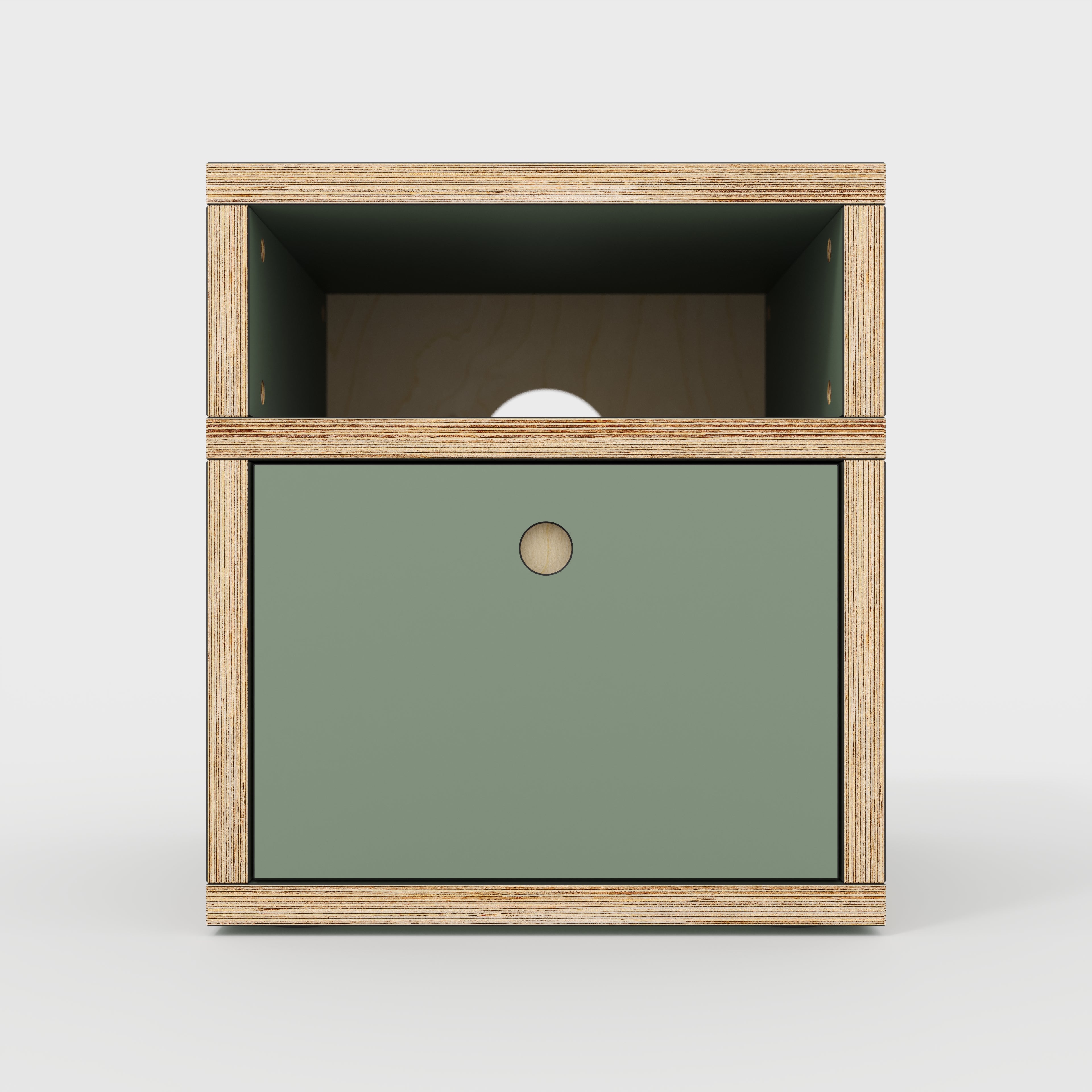 Plywood Bedside Table - Type 2 - with Drawer - Formica Green Slate - 400(w) x 400(d) x 450(h)