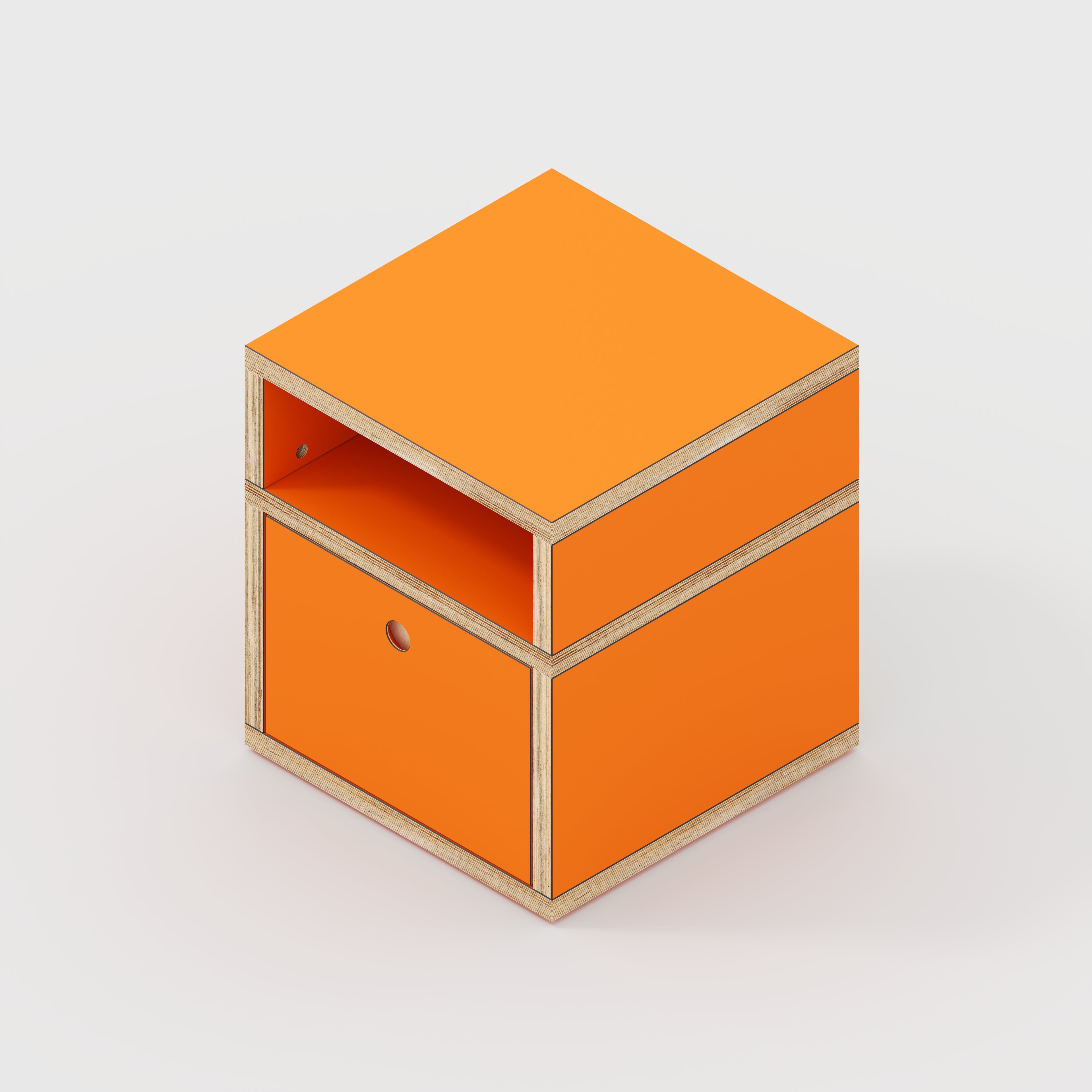 Plywood Bedside Table - Type 2 - with Drawer - Formica Levante Orange - 400(w) x 400(d) x 450(h)