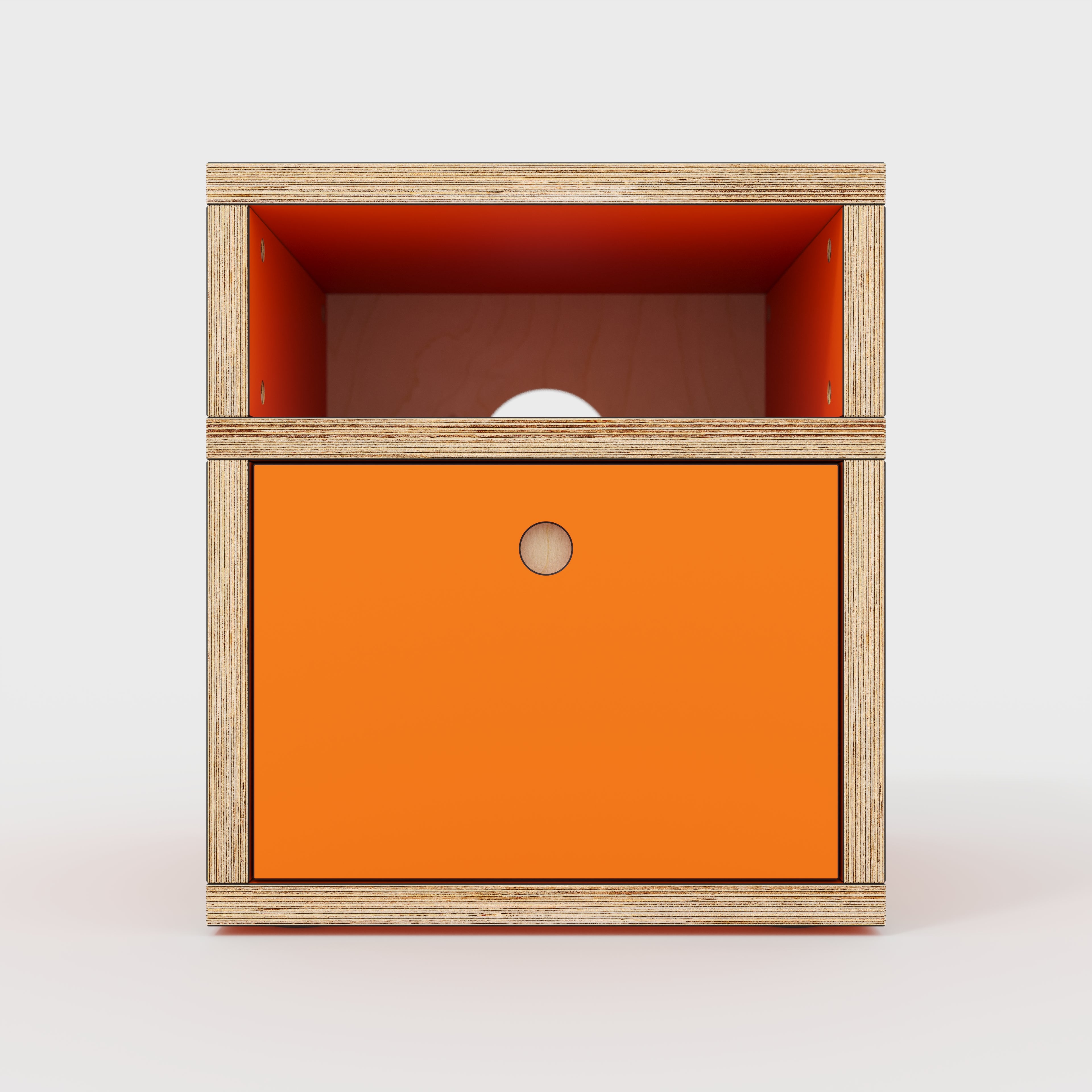 Plywood Bedside Table - Type 2 - with Drawer - Formica Levante Orange - 400(w) x 400(d) x 450(h)