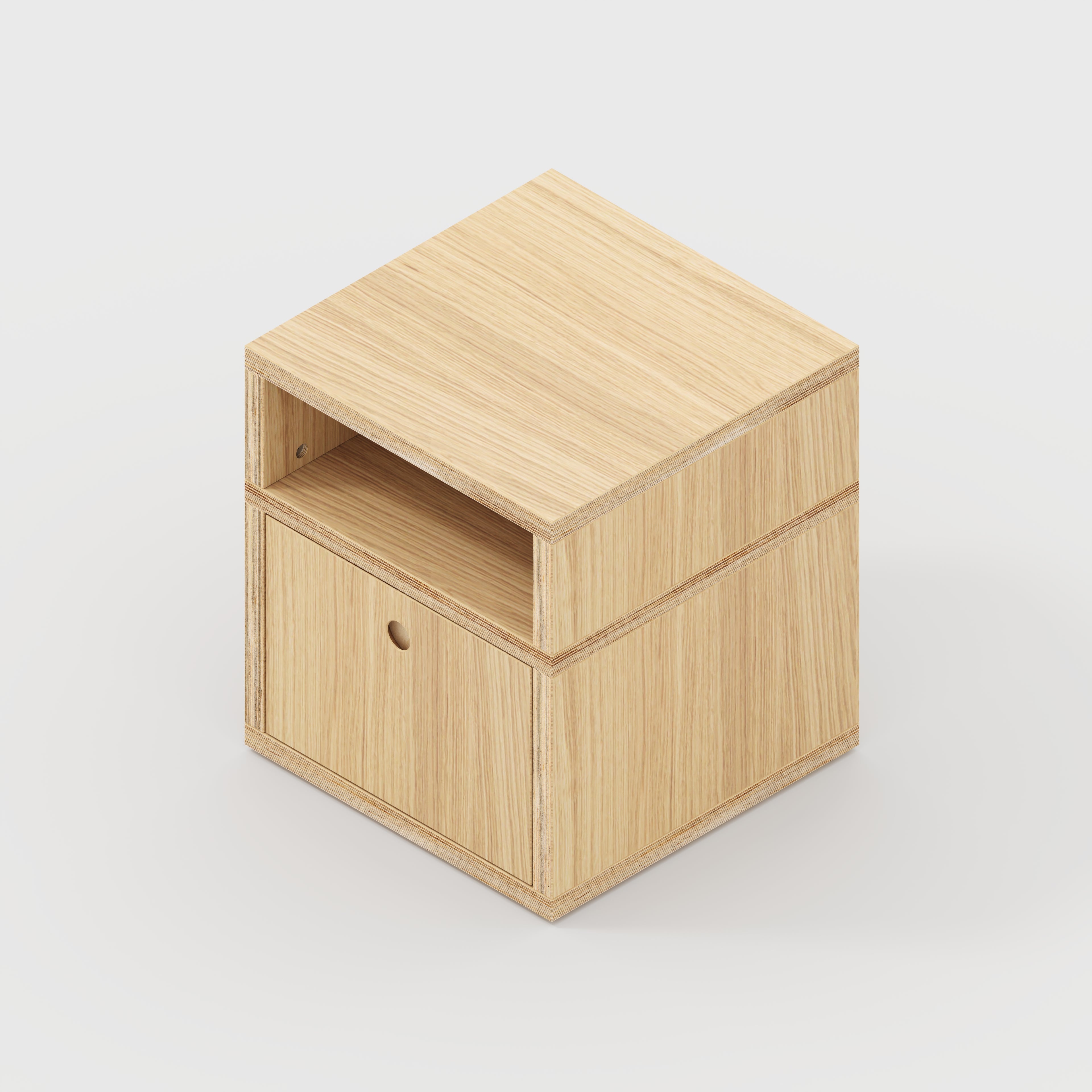 Plywood Bedside Table - Type 2 - with Drawer - Plywood Oak - 400(w) x 400(d) x 450(h)