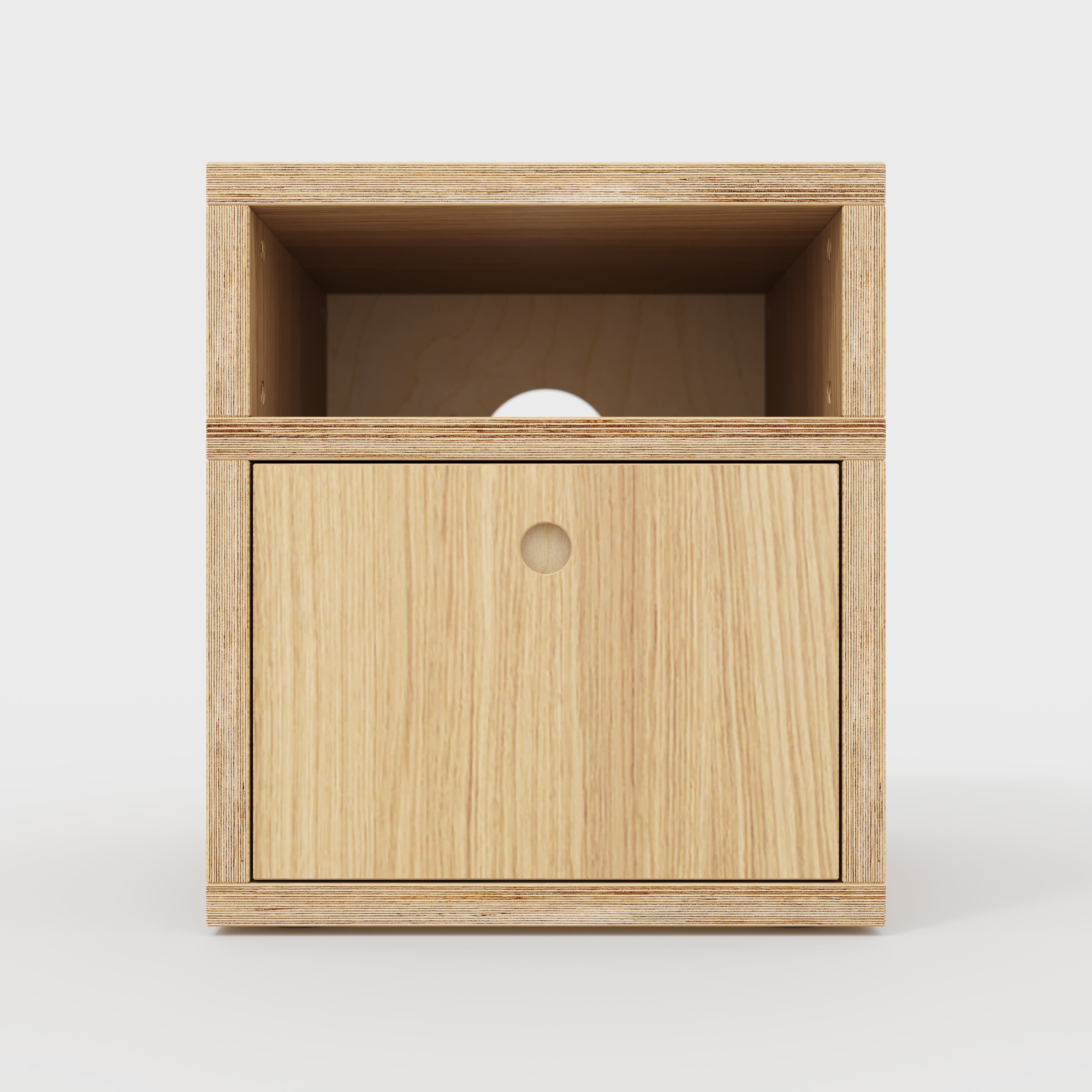 Plywood Bedside Table - Type 2 - with Drawer - Plywood Oak - 400(w) x 400(d) x 450(h)