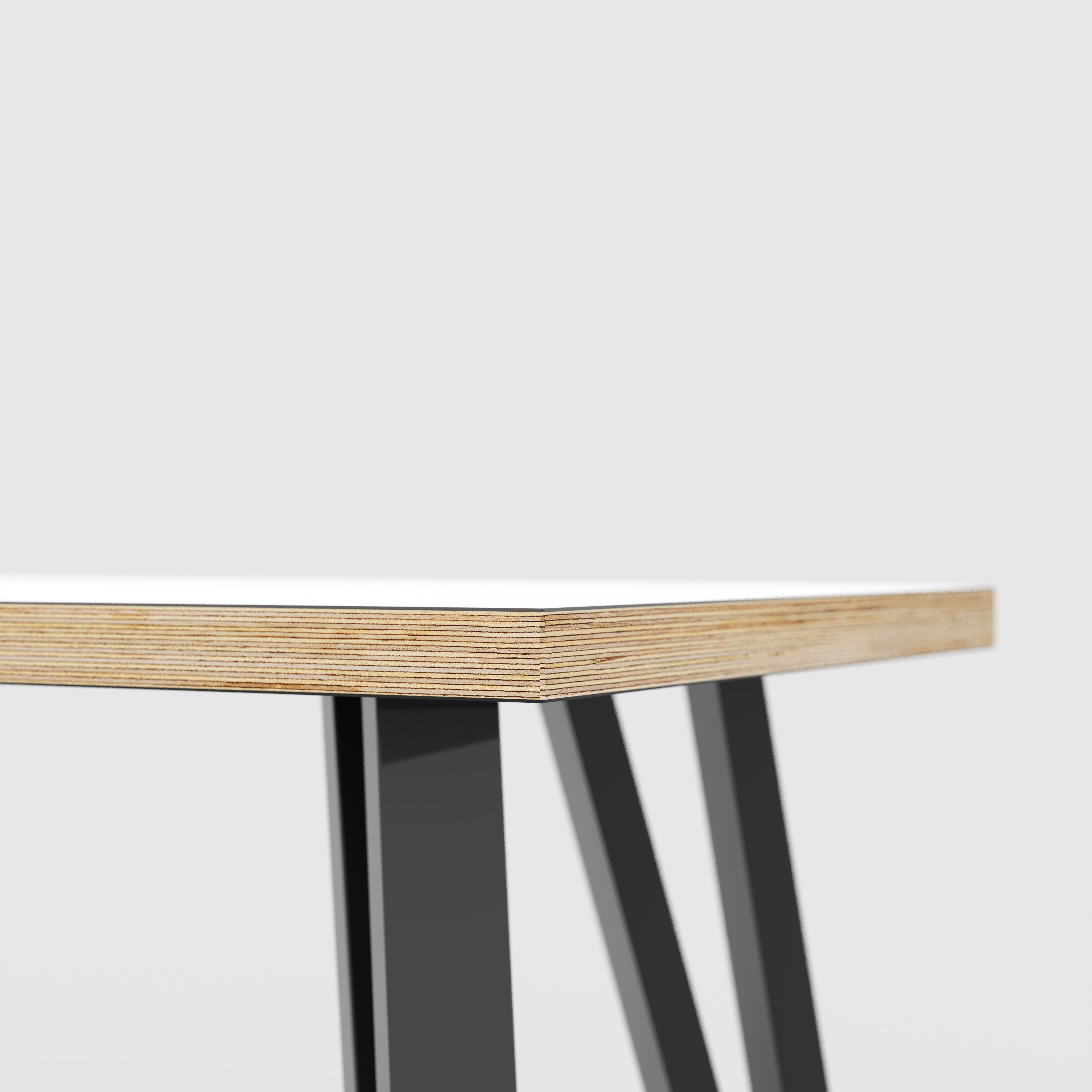 Plywood Bench Seat with Black Box Hairpin Legs - Formica White - 1200(w) x 400(d) x 450(h)