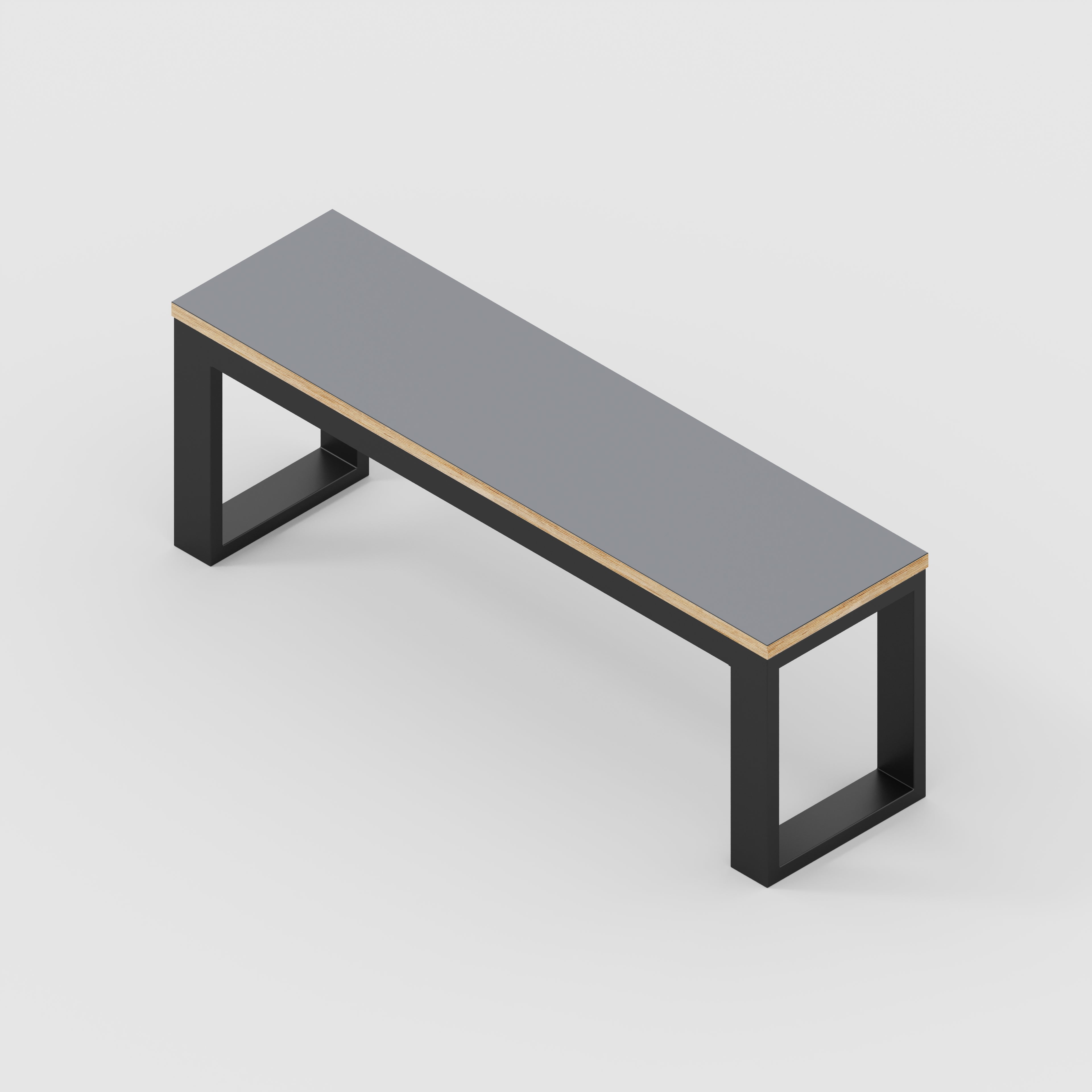 Plywood Bench Seat with Black Industrial Frame - Formica Tornado Grey - 1200(w) x 325(d)