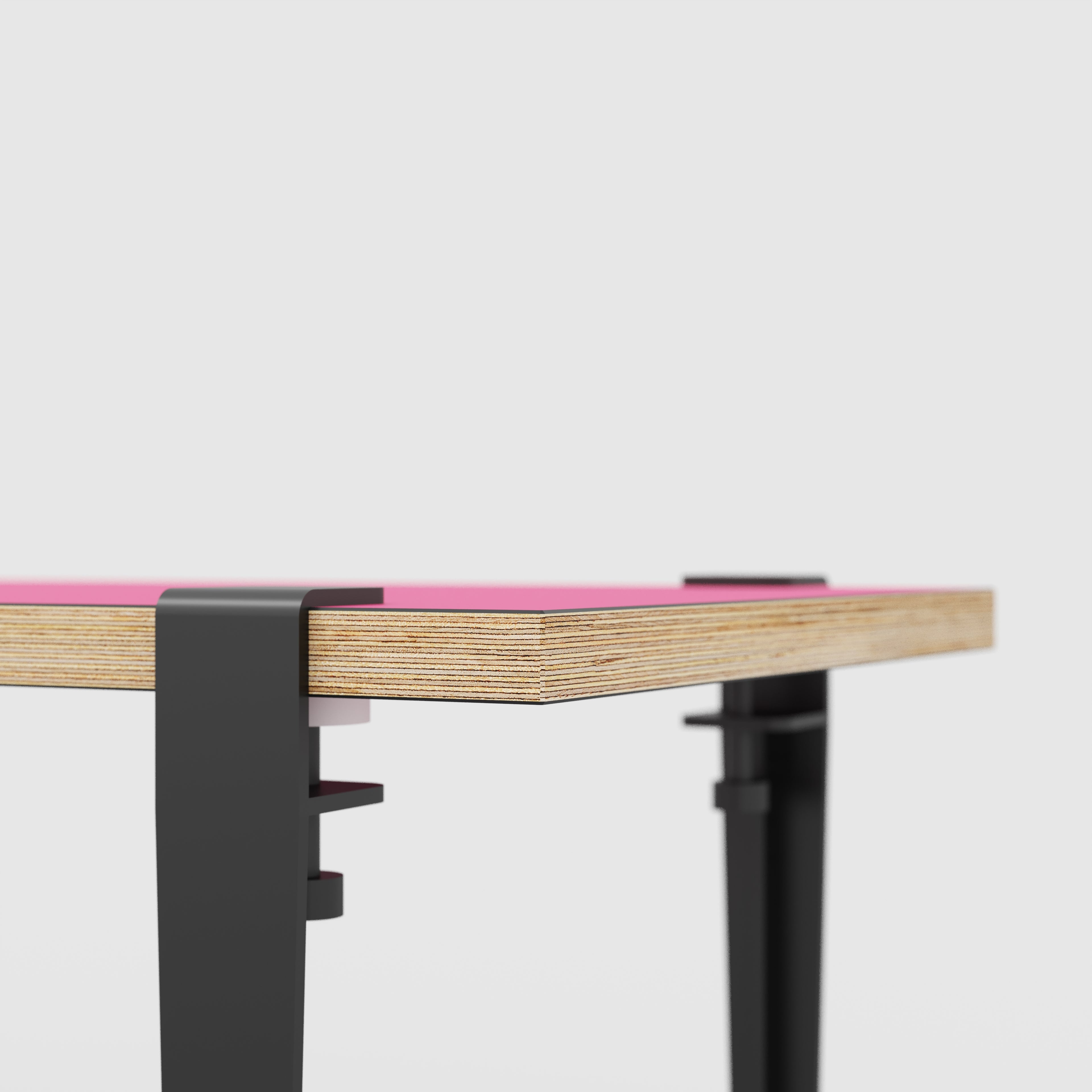 Plywood Bench Seat with Black Tiptoe Legs - Formica Juicy Pink - 1200(w) x 400(d) x 450(h)