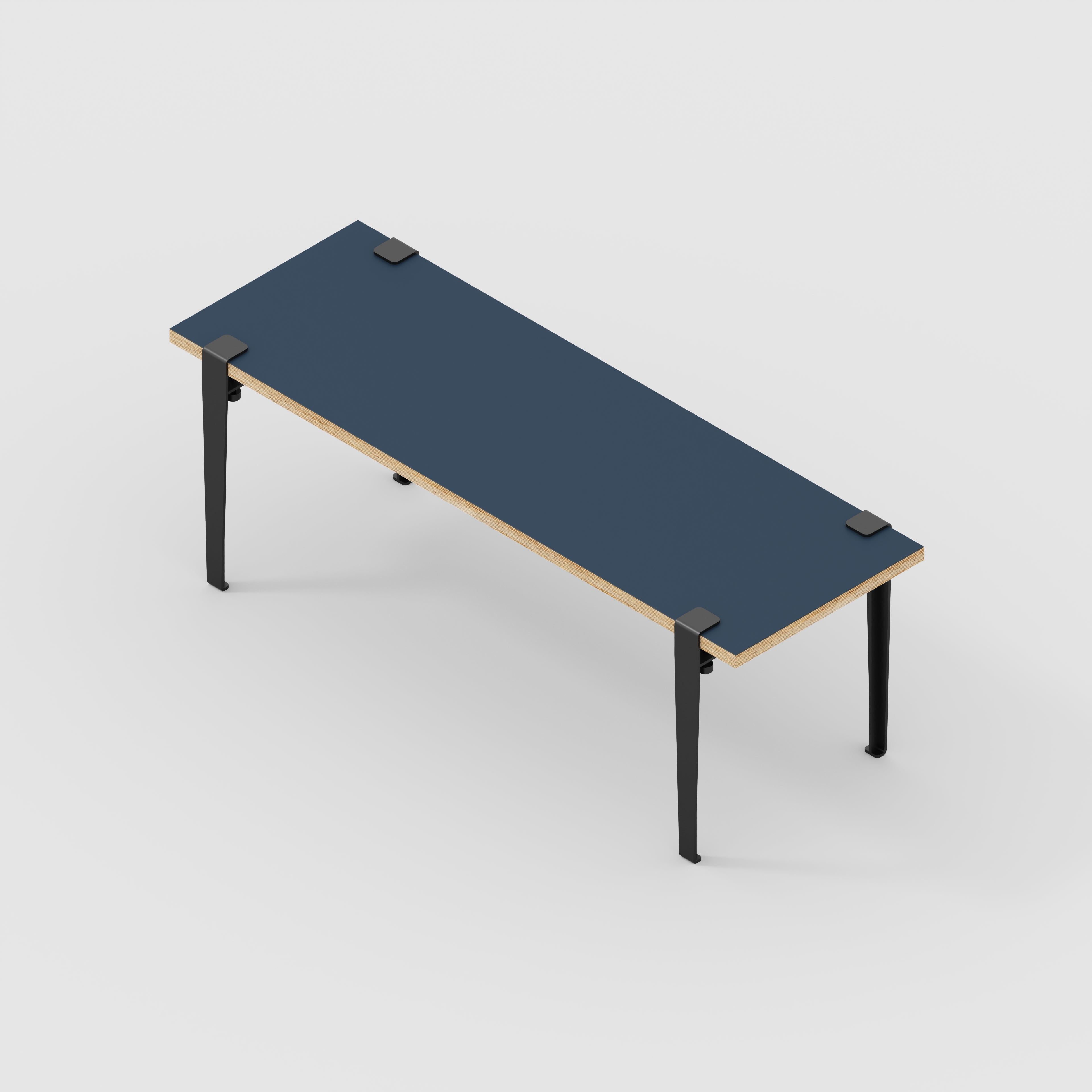 Plywood Bench Seat with Black Tiptoe Legs - Formica Night Sea Blue - 1200(w) x 400(d) x 450(h)