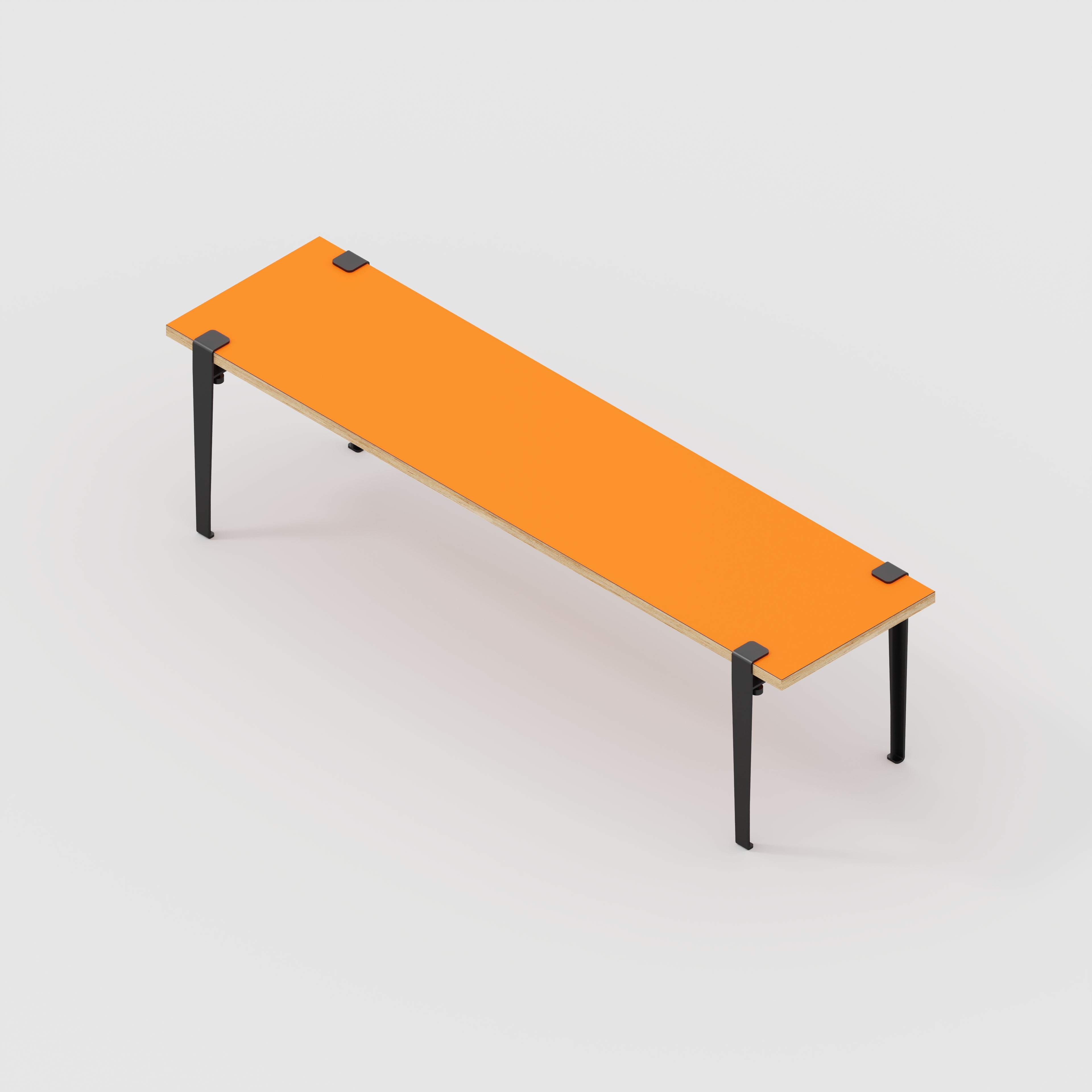 Plywood Bench Seat with Black Tiptoe Legs - Formica Levante Orange - 1600(w) x 400(d) x 450(h)