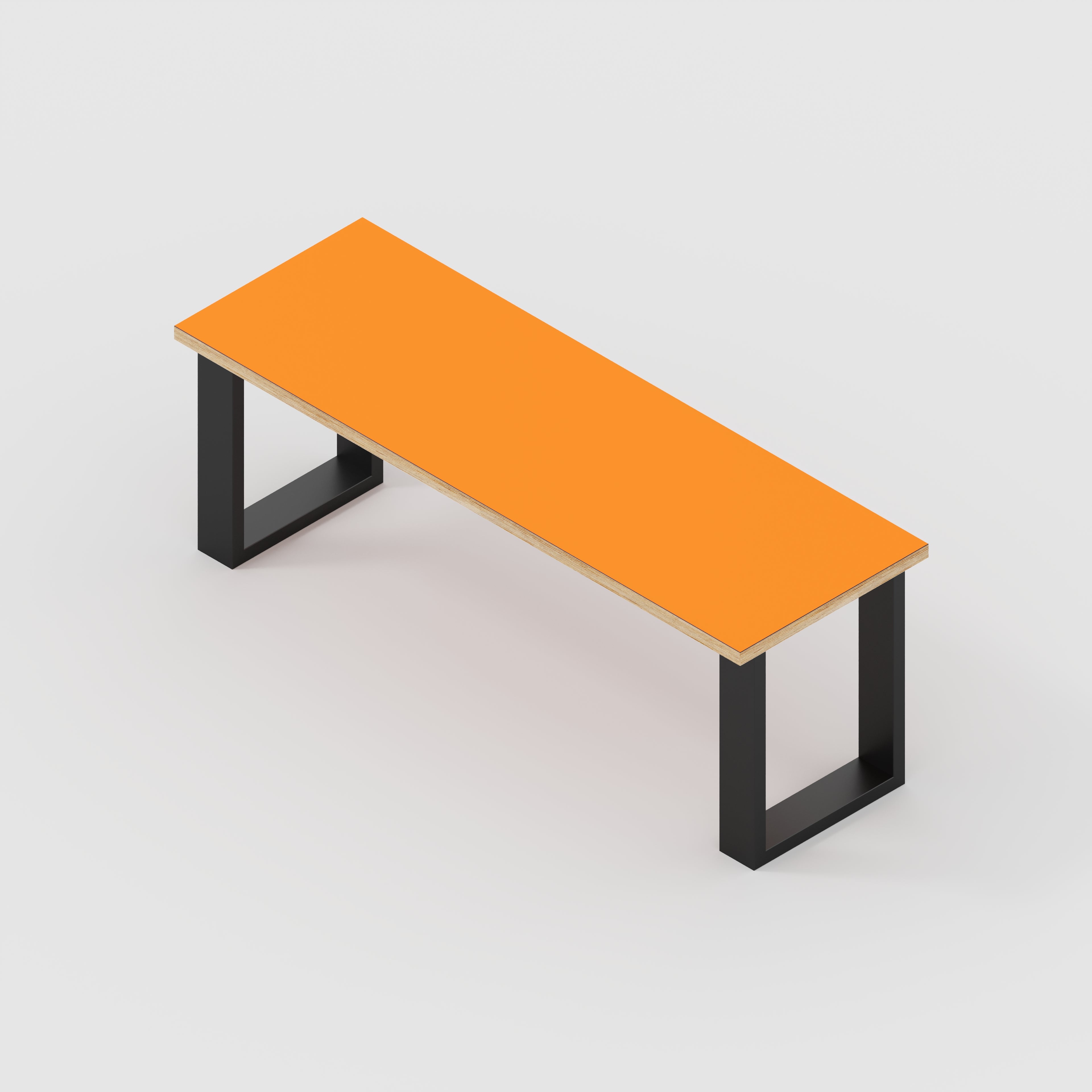 Plywood Bench Seat with Black Industrial Legs - Formica Levante Orange - 1200(w) x 400(d)