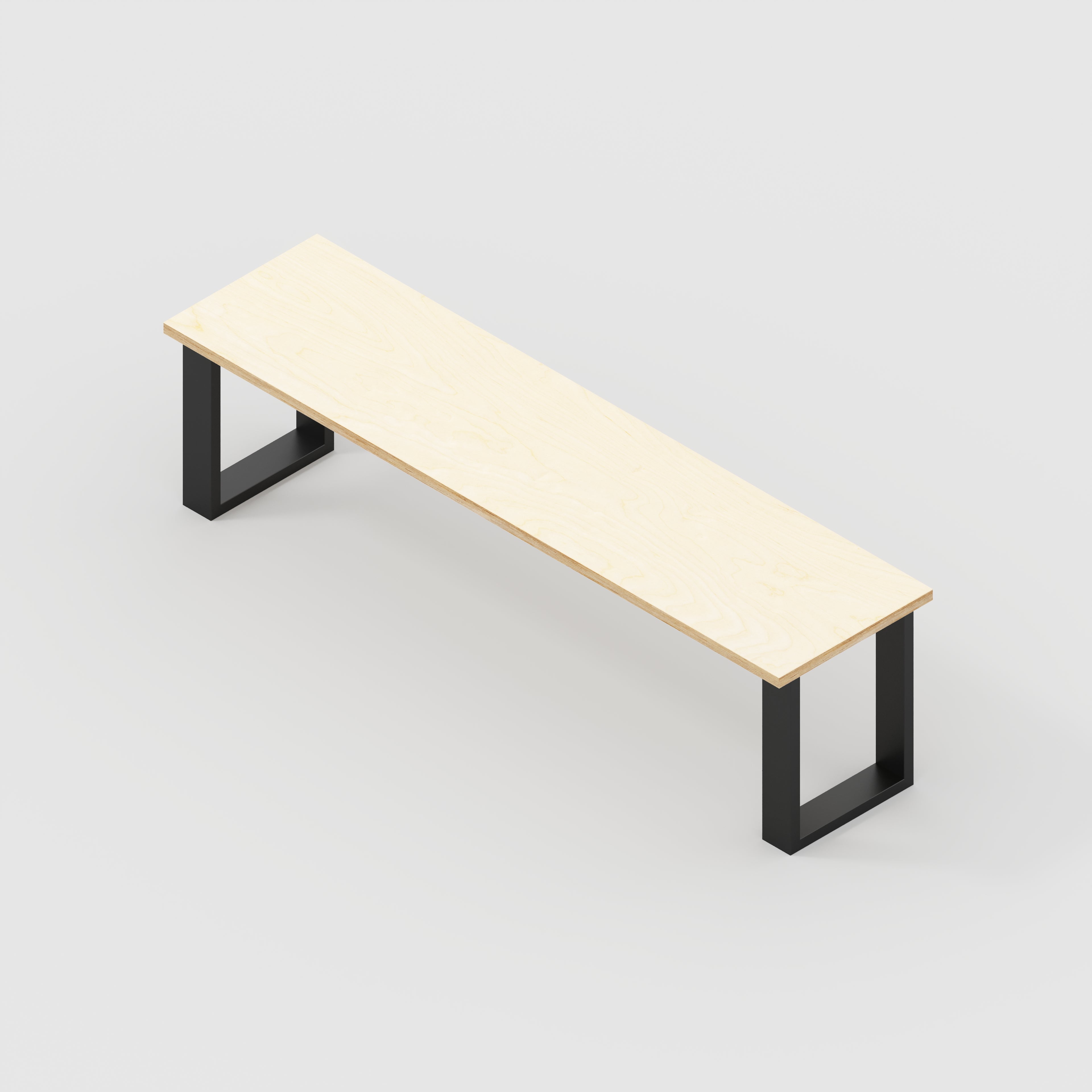 Plywood Bench Seat with Black Industrial Legs - Plywood Birch - 1600(w) x 400(d)