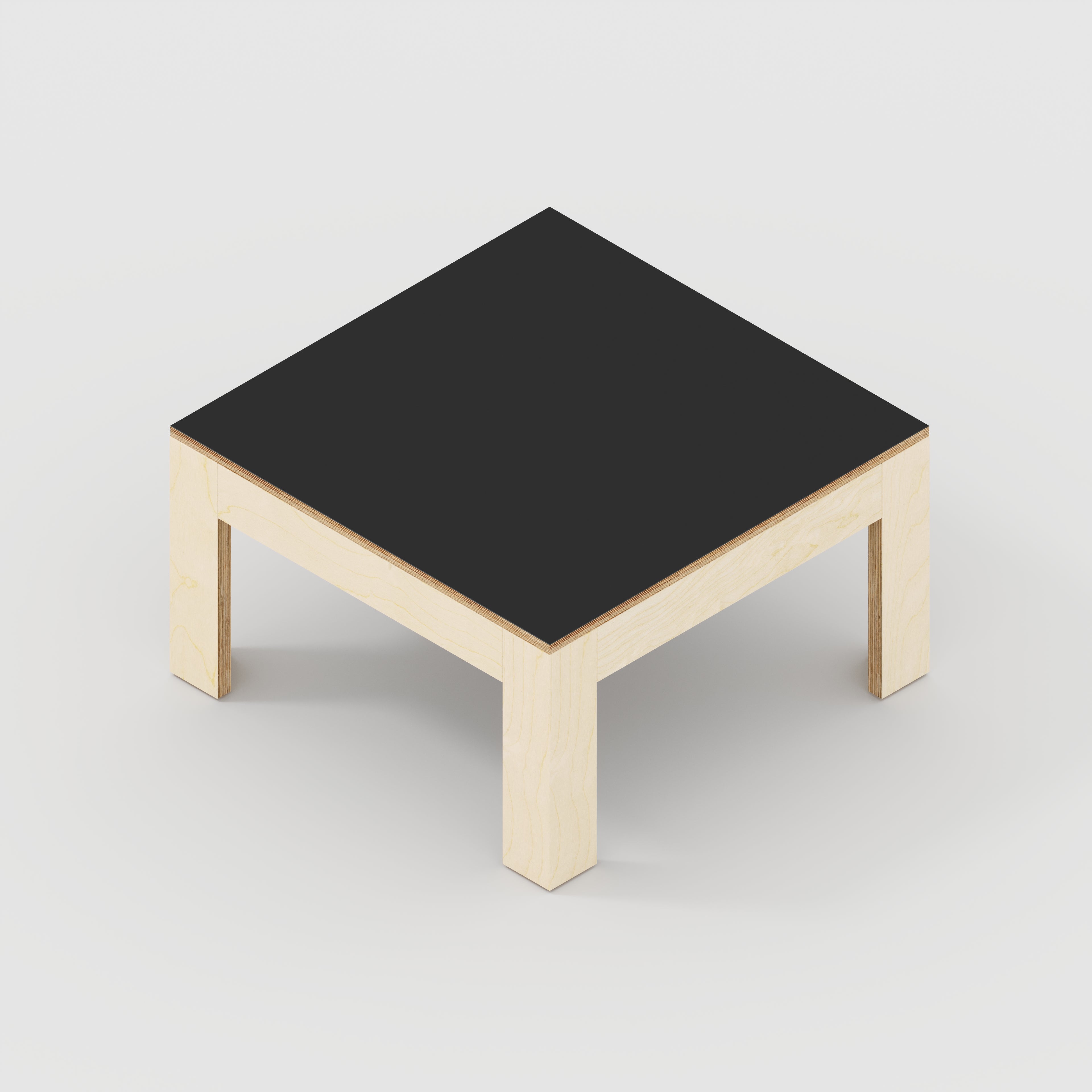 Plywood Coffee Table with Solid Frame - Formica Diamond Black - 800(w) x 800(d) x 450(h)