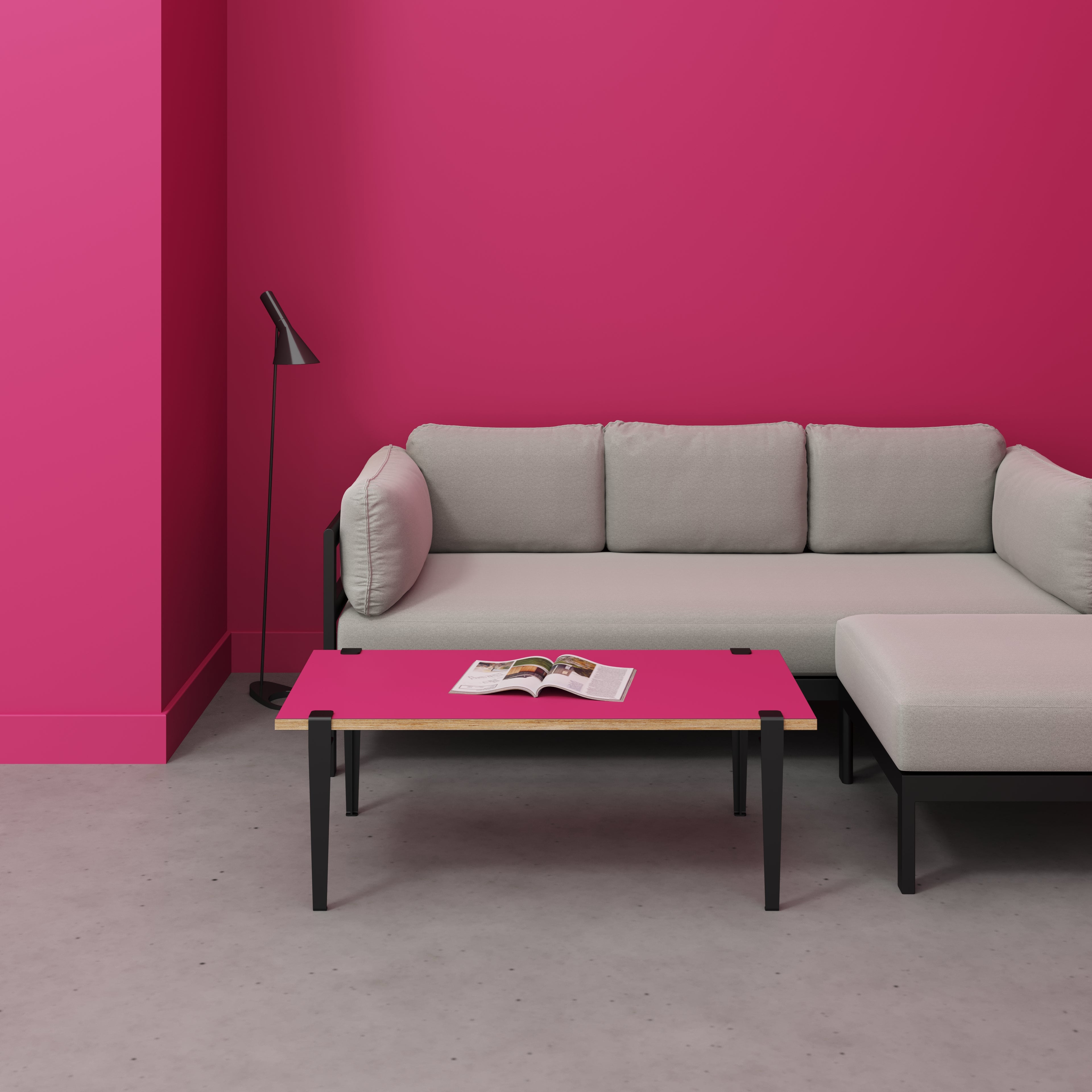 Coffee Table with Black Tiptoe Legs - Formica Juicy Pink - 1200(w) x 6 ...