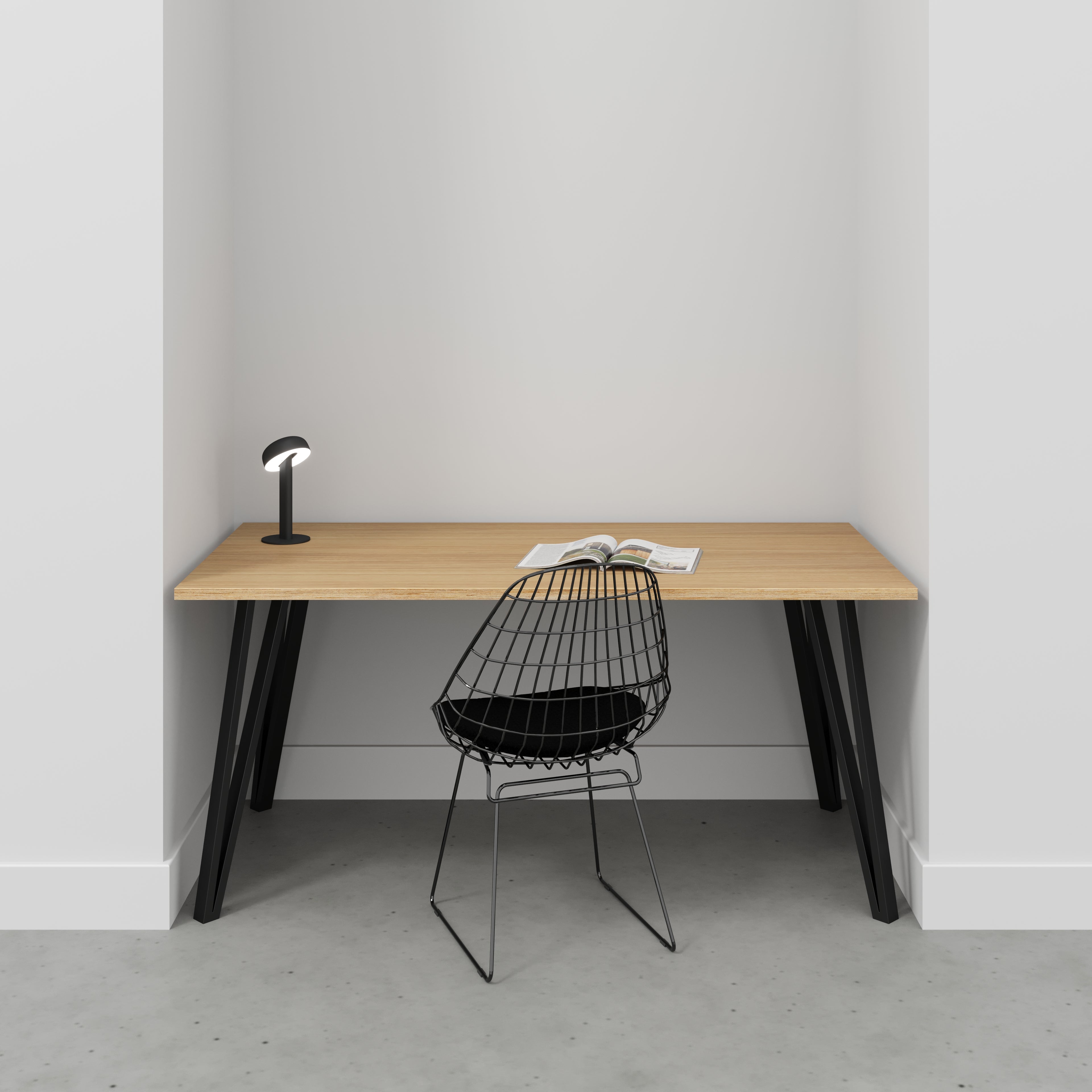 Black hairpin shop desk