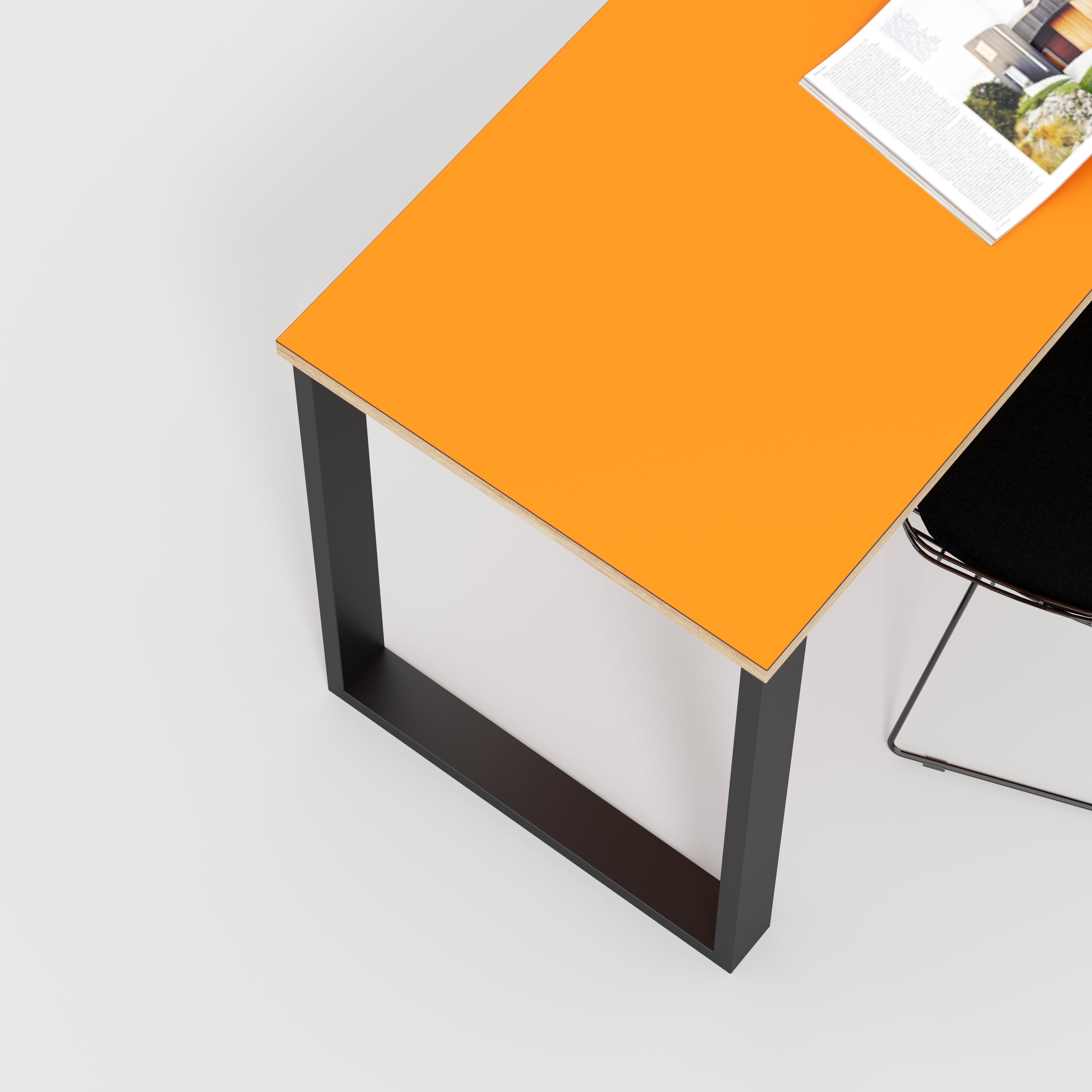 Plywood Desk with Black Industrial Legs - Formica Levante Orange - 1200(w) x 600(d) x 735(h)