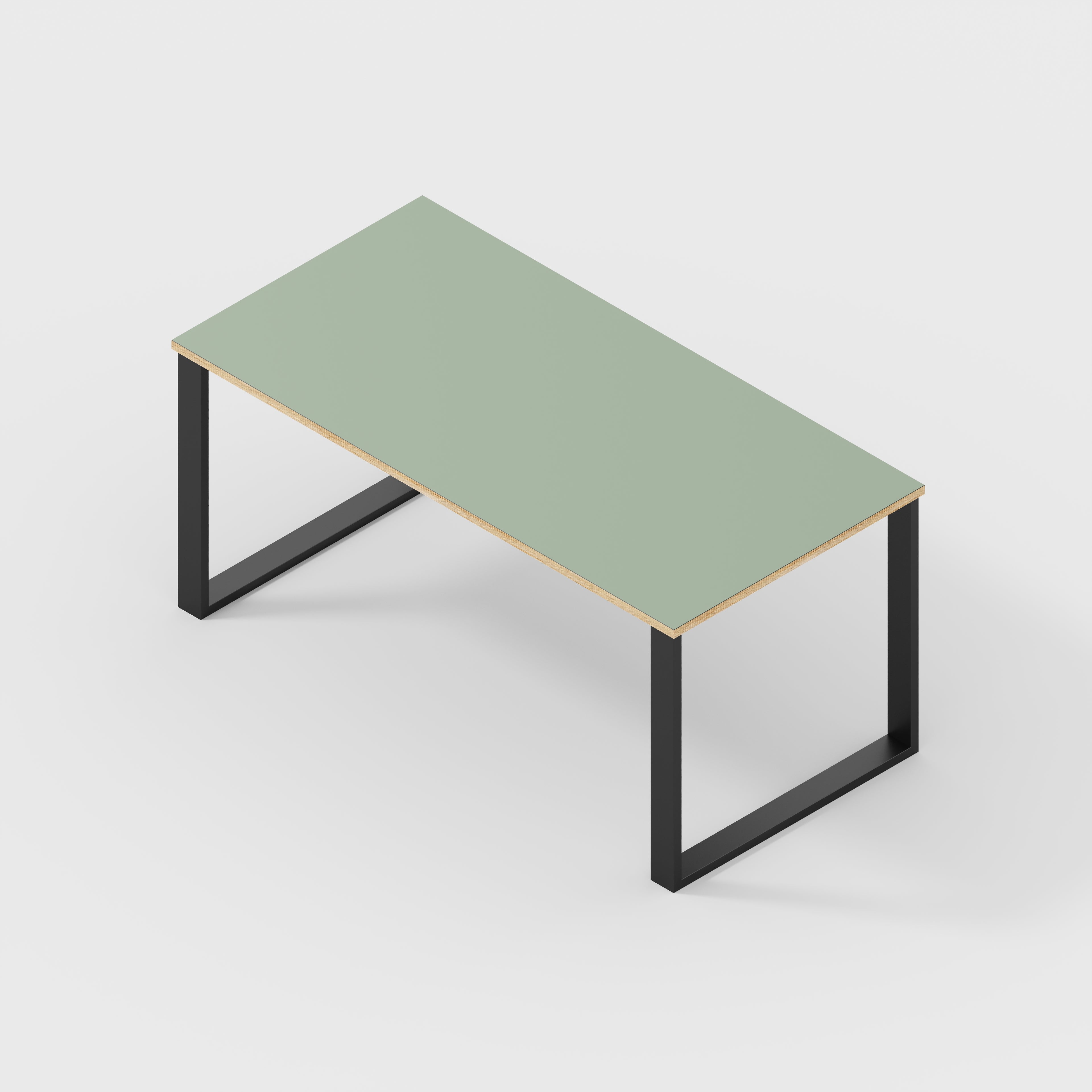 Plywood Desk with Black Industrial Legs - Formica Green Slate - 1600(w) x 800(d) x 735(h)