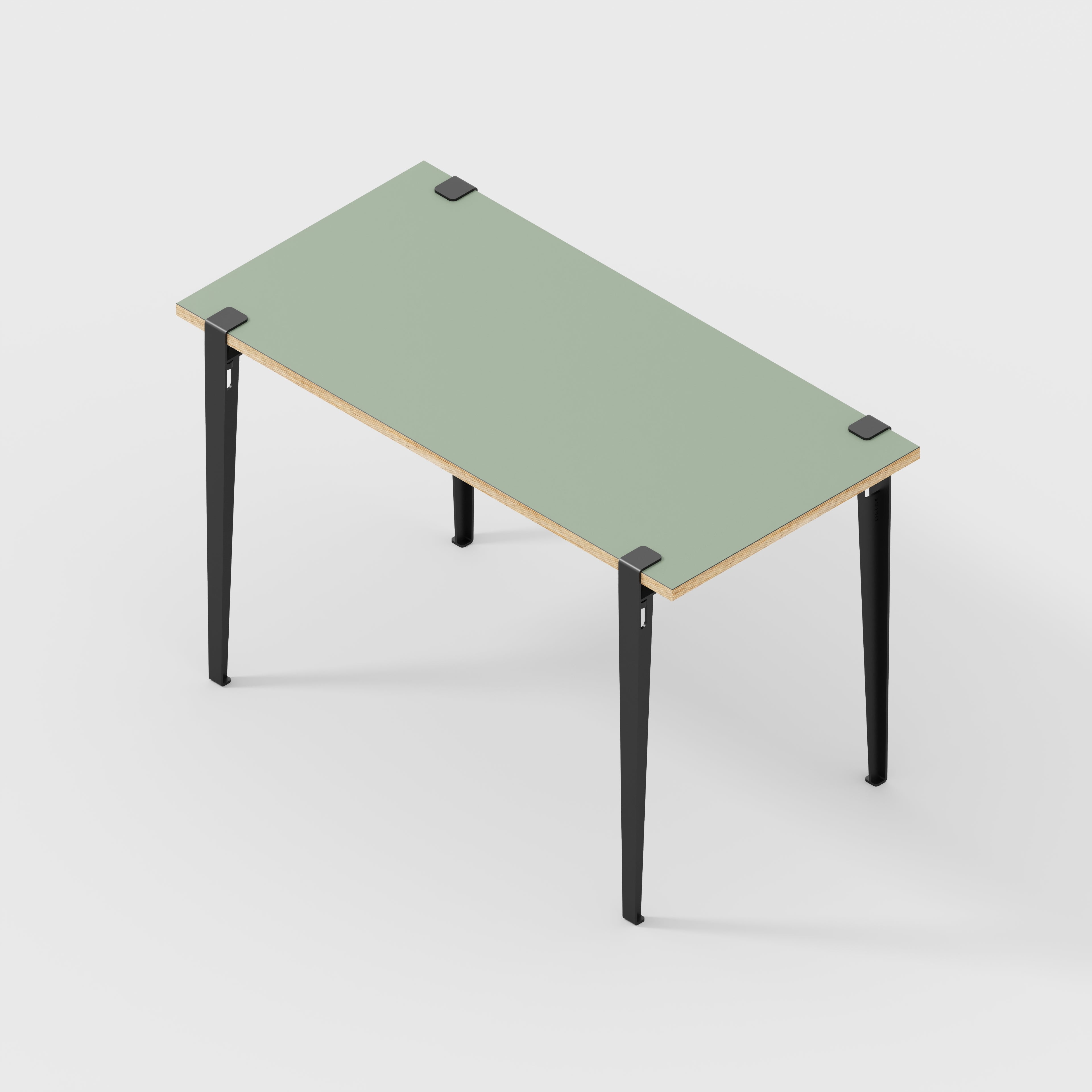 Plywood Desk with Black Tiptoe Legs - Formica Green Slate - 1200(w) x 600(d) x 750(h)