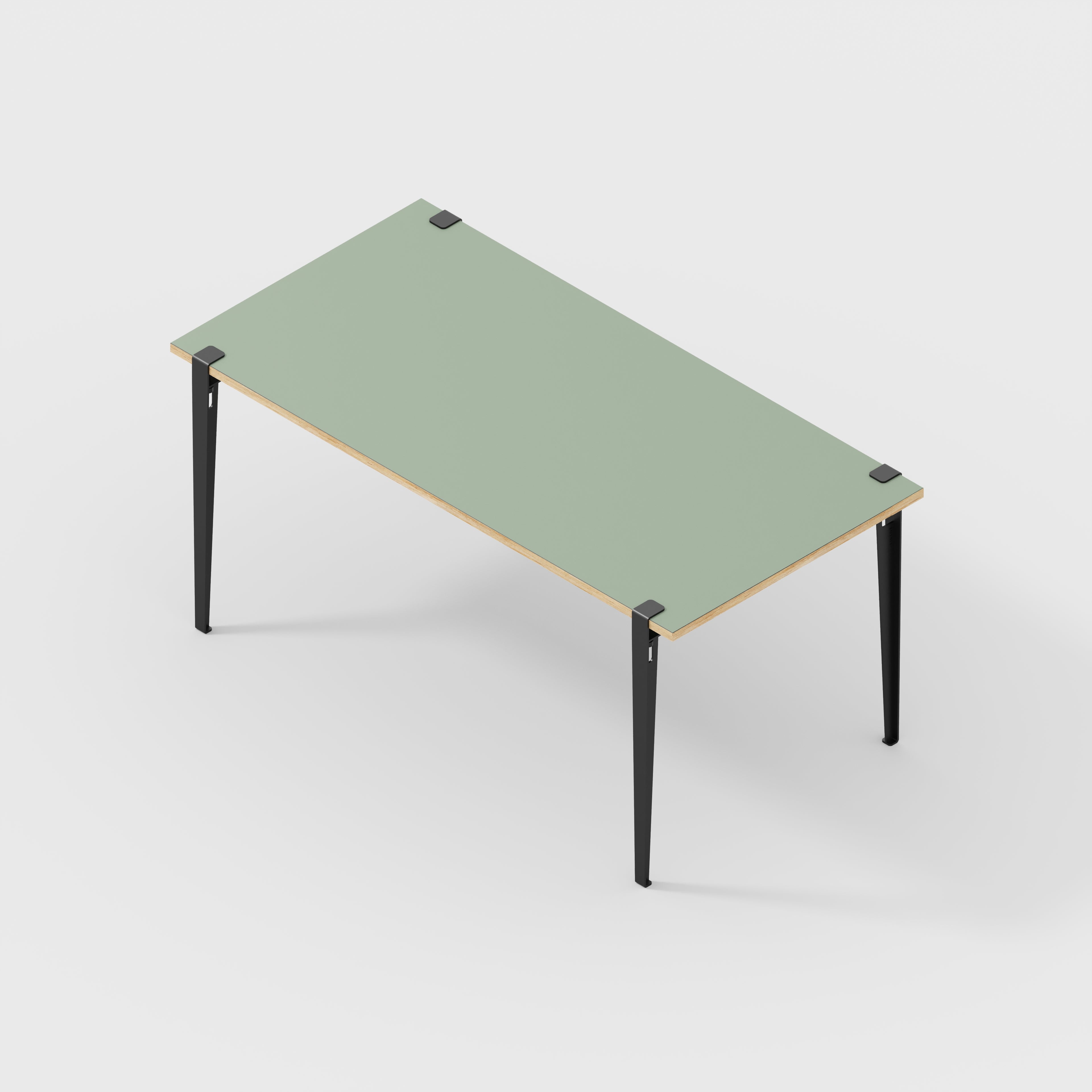 Plywood Desk with Black Tiptoe Legs - Formica Green Slate - 1600(w) x 800(d) x 750(h)