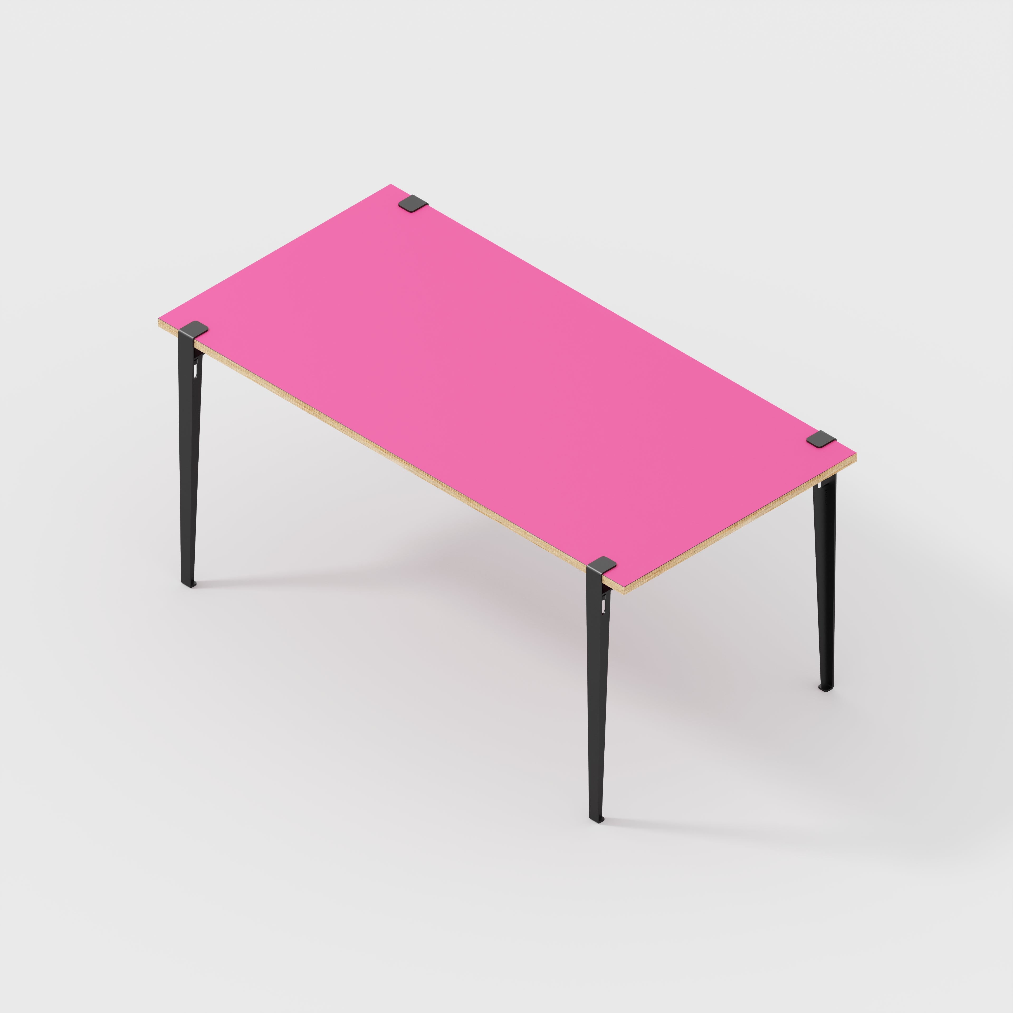 Plywood Desk with Black Tiptoe Legs - Formica Juicy Pink - 1600(w) x 800(d) x 750(h)