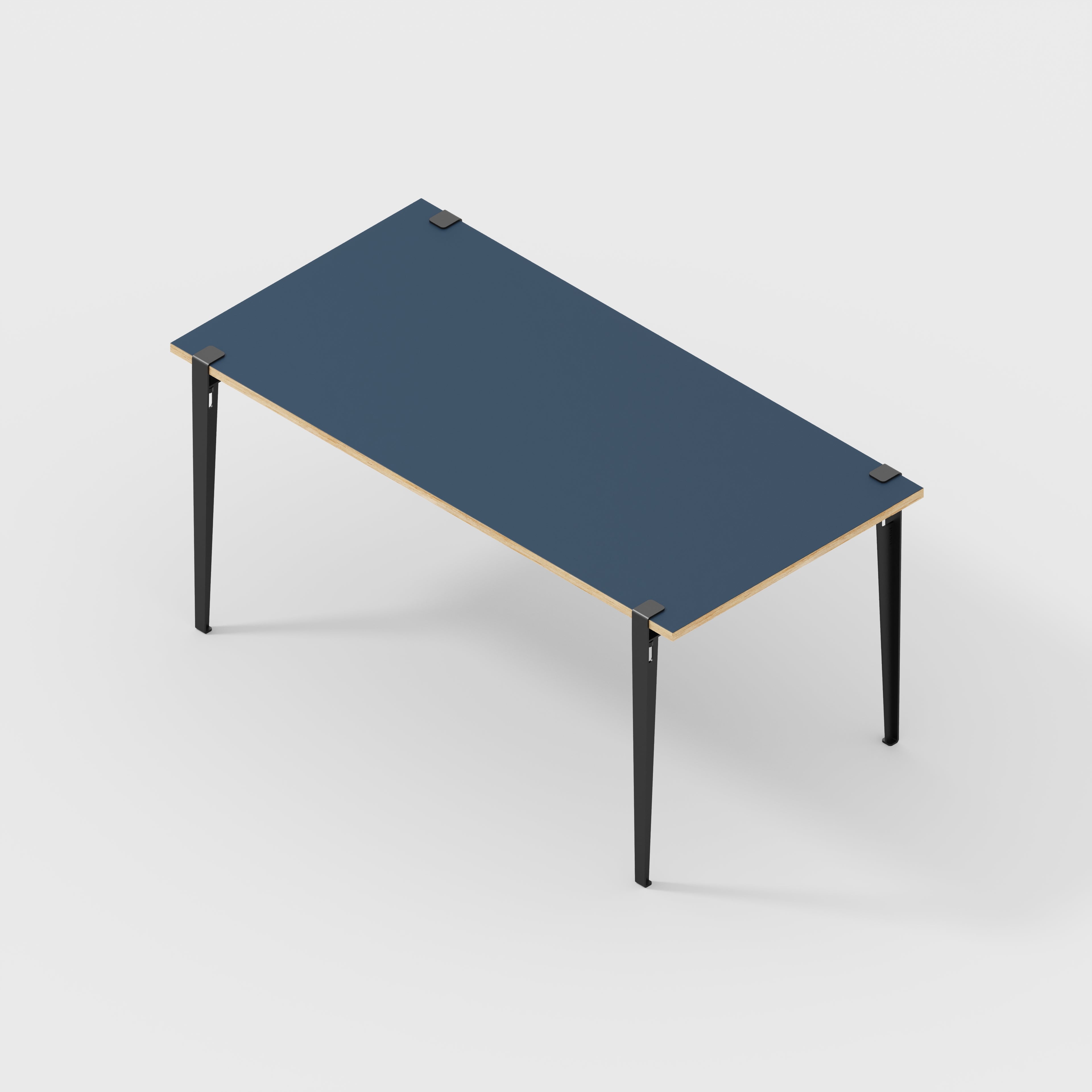 Plywood Desk with Black Tiptoe Legs - Formica Night Sea Blue - 1600(w) x 800(d) x 750(h)