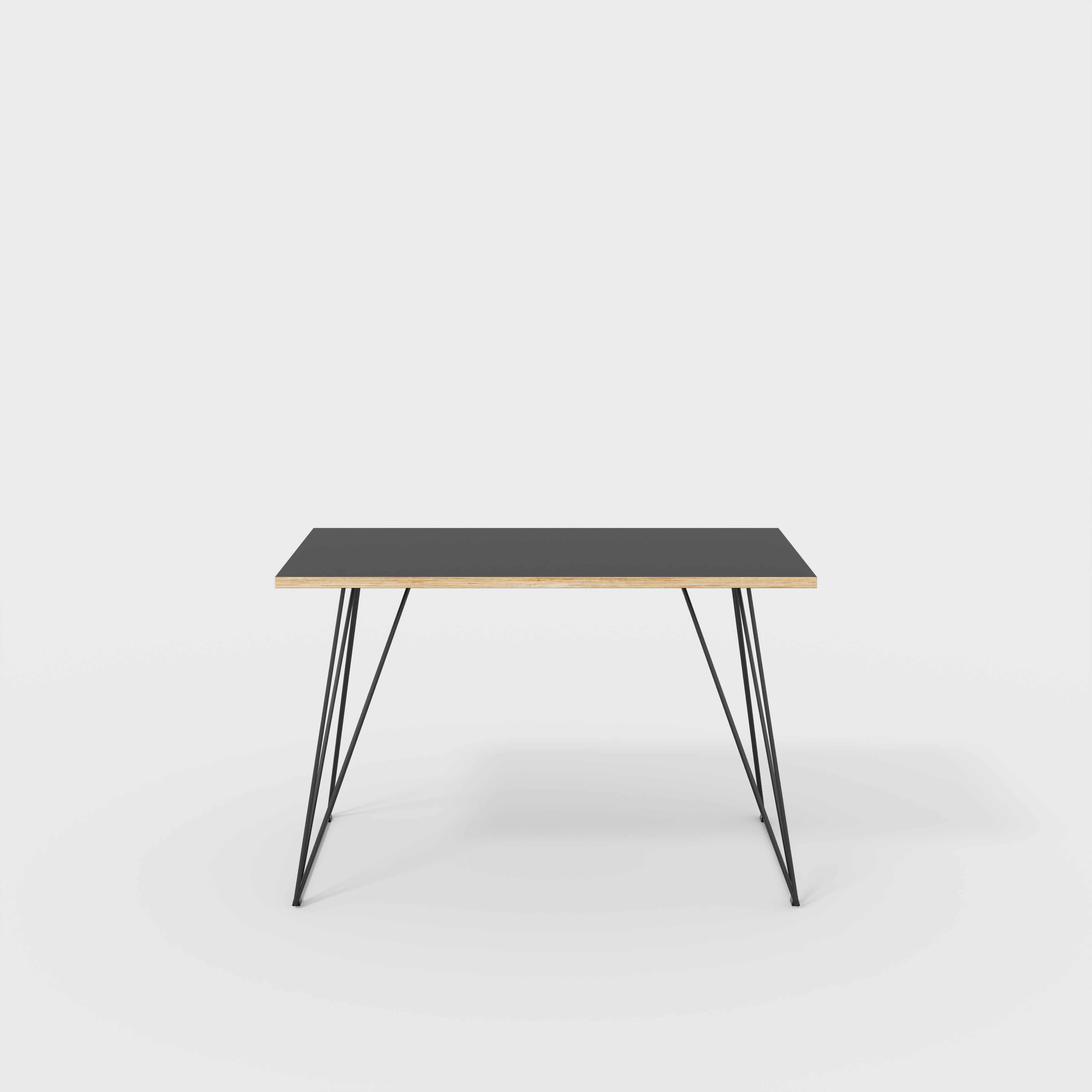 Plywood Desk with Black Wireframe Legs - Formica Diamond Black - 1200(w) x 600(d) x 735(h)