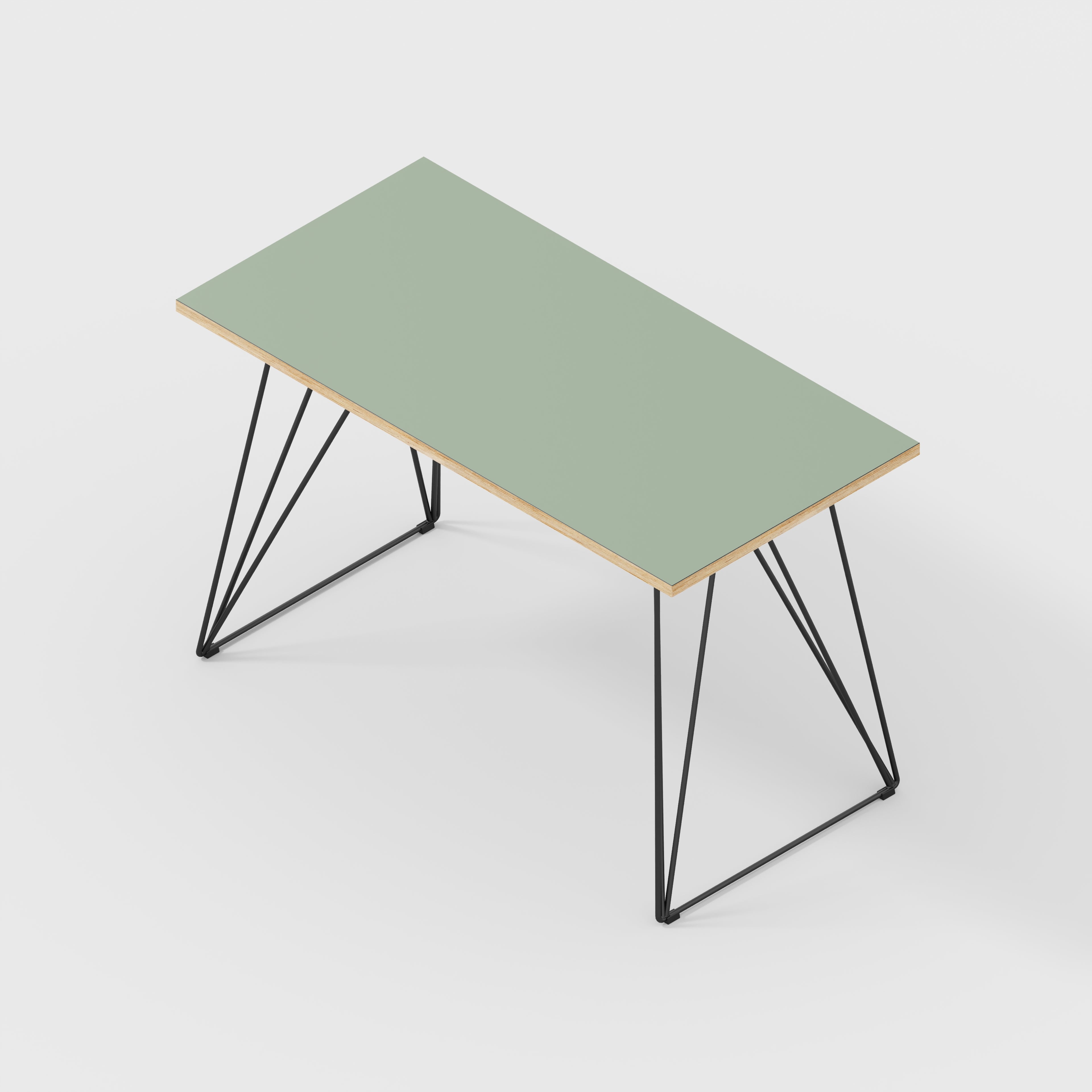 Plywood Desk with Black Wireframe Legs - Formica Green Slate - 1200(w) x 600(d) x 735(h)