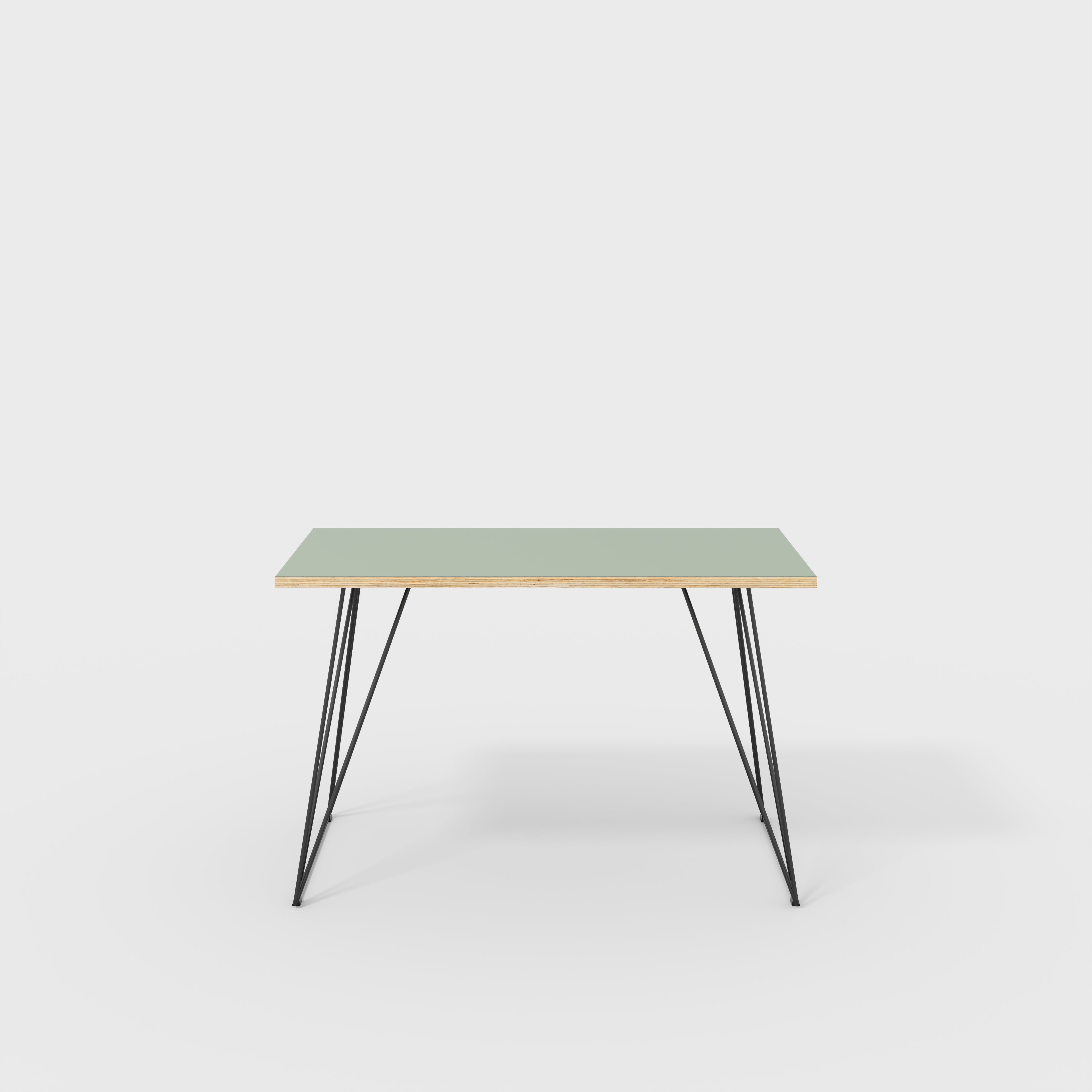 Plywood Desk with Black Wireframe Legs - Formica Green Slate - 1200(w) x 600(d) x 735(h)