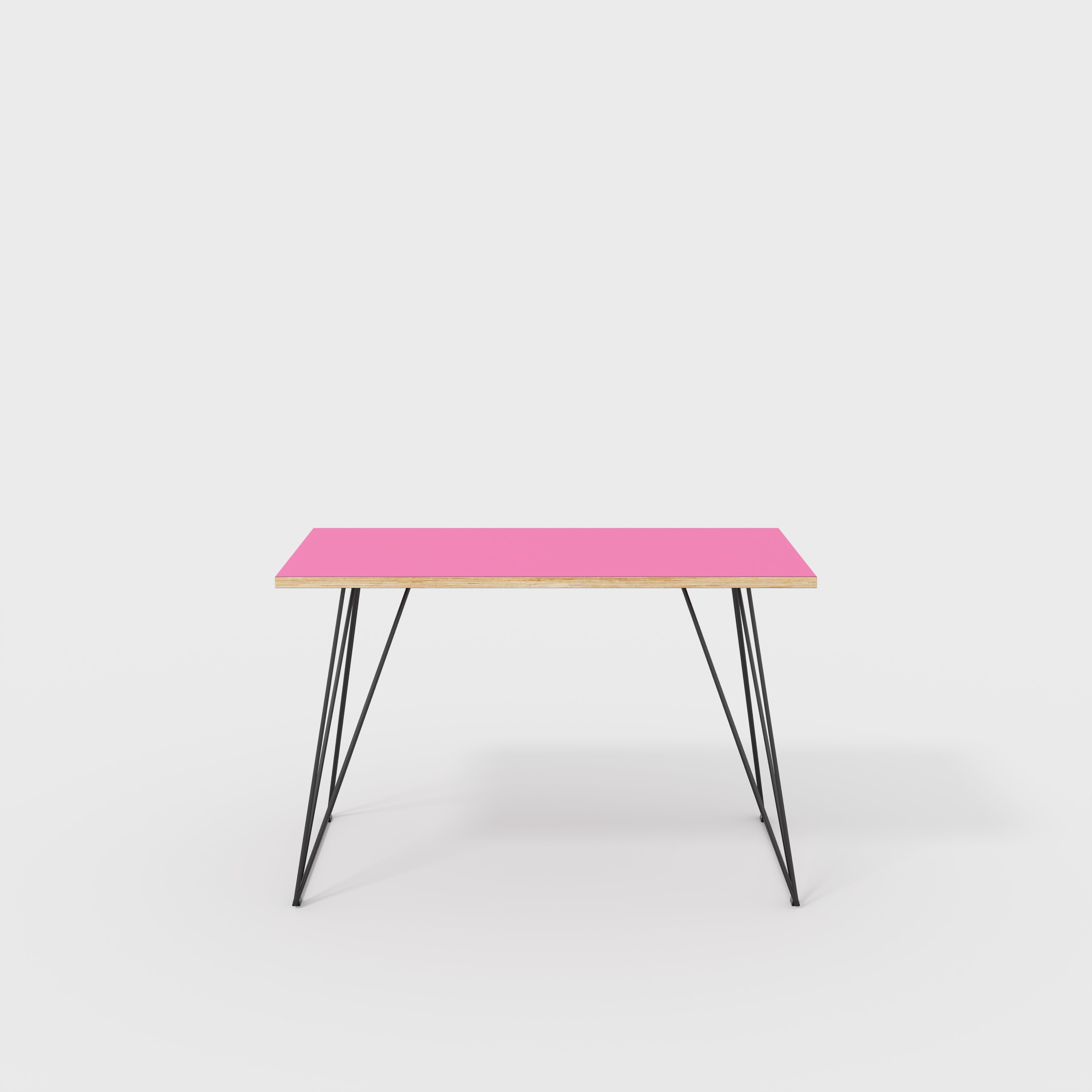 Plywood Desk with Black Wireframe Legs - Formica Juicy Pink - 1200(w) x 600(d) x 735(h)