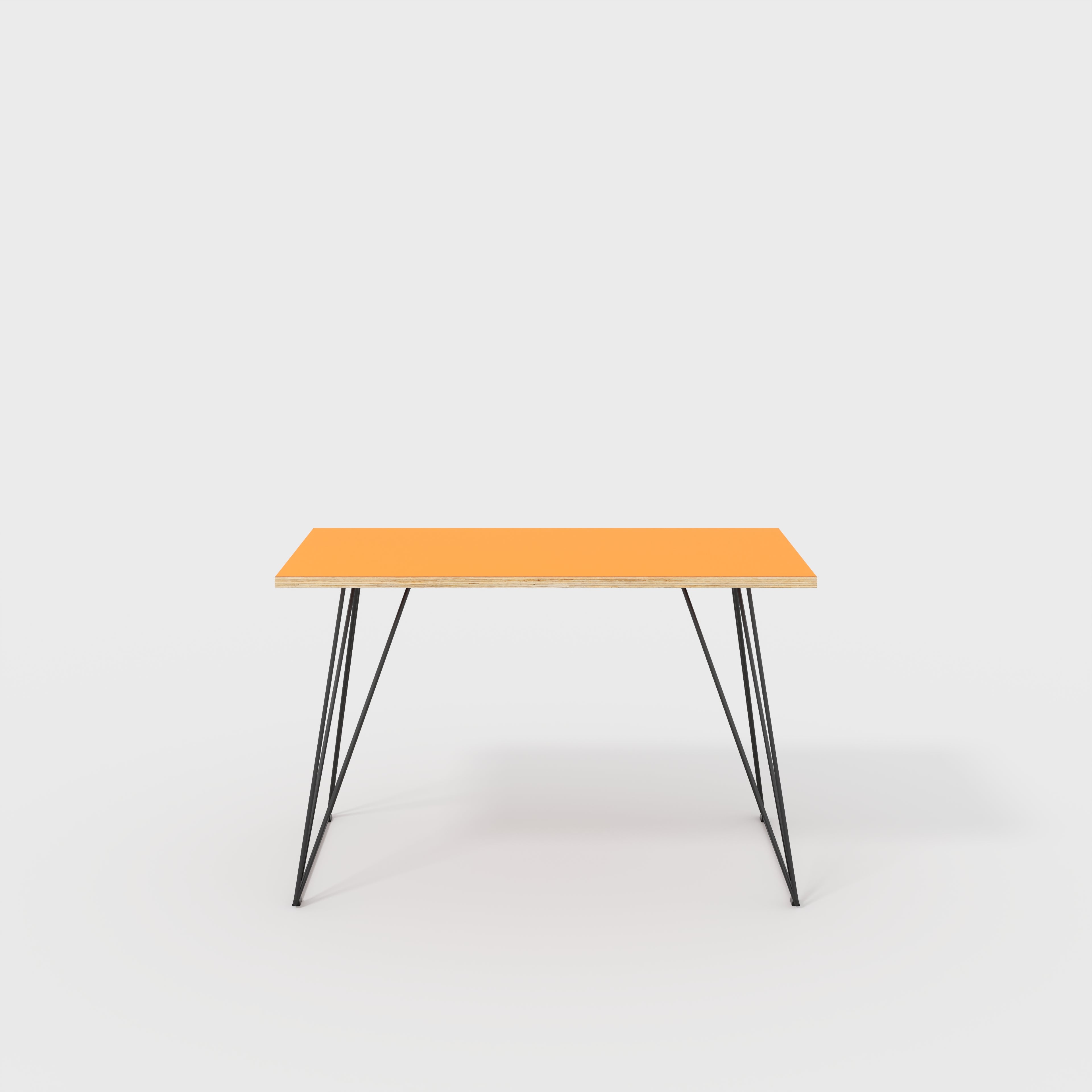 Plywood Desk with Black Wireframe Legs - Formica Levante Orange - 1200(w) x 600(d) x 735(h)