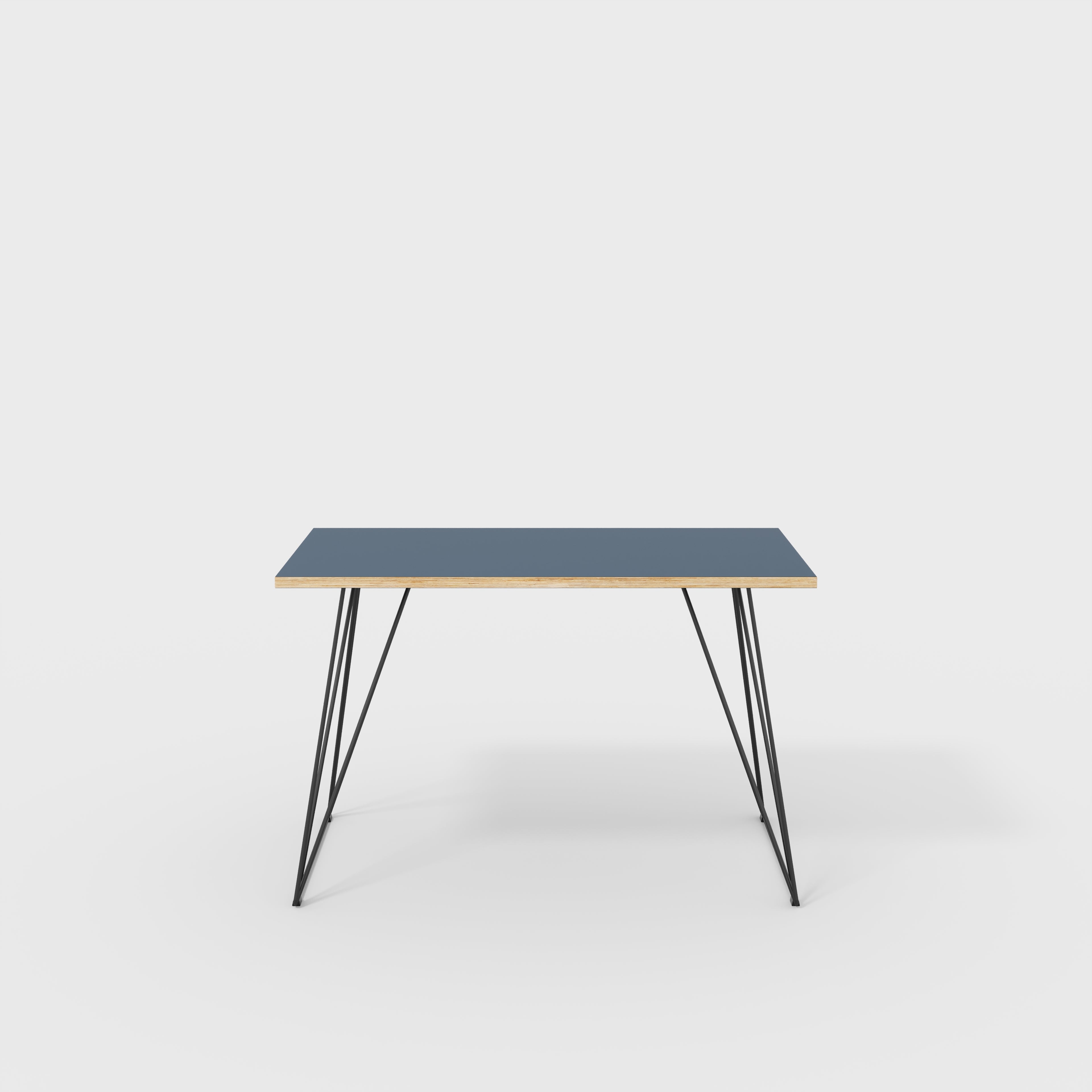 Plywood Desk with Black Wireframe Legs - Formica Night Sea Blue - 1200(w) x 600(d) x 735(h)