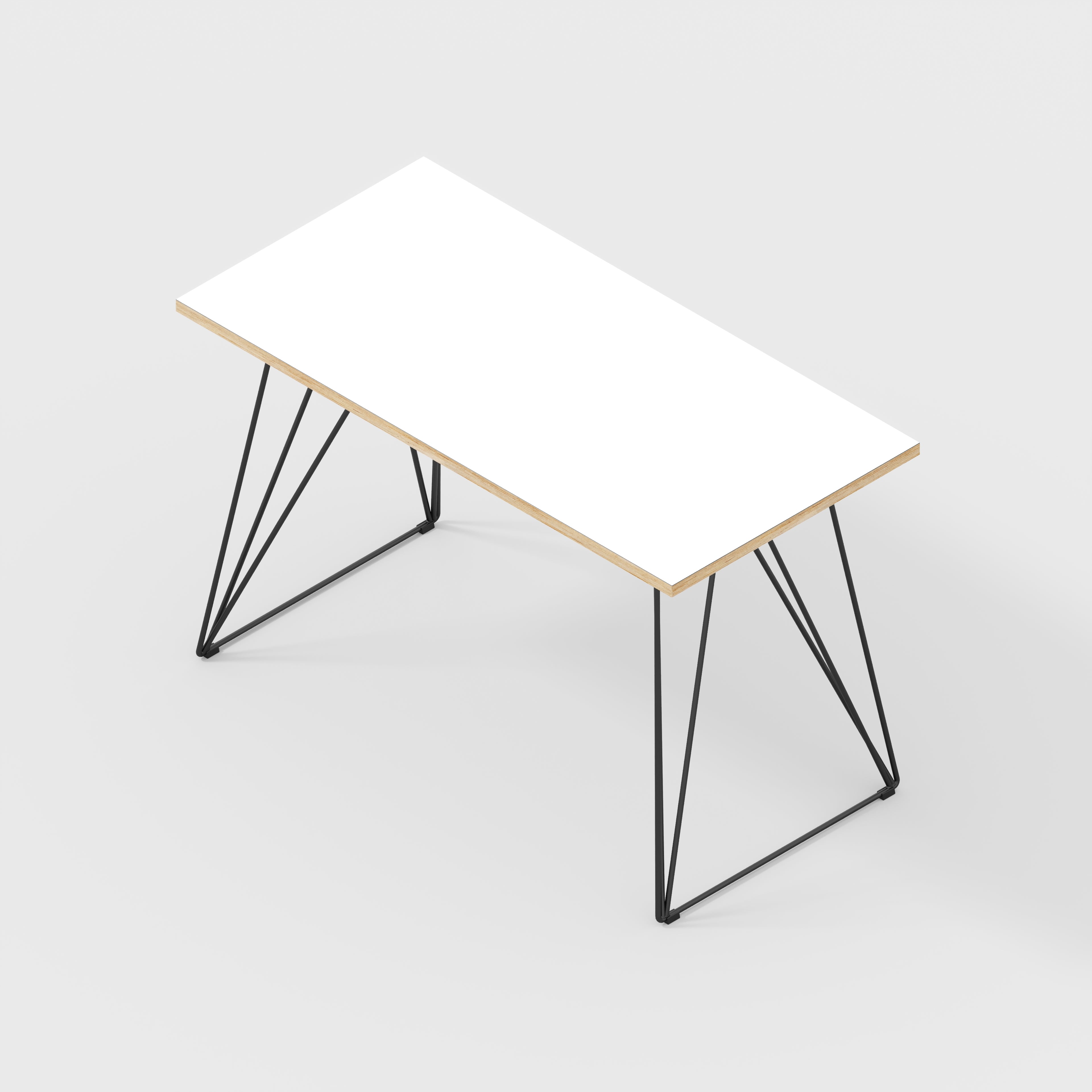 Plywood Desk with Black Wireframe Legs - Formica White - 1200(w) x 600(d) x 735(h)