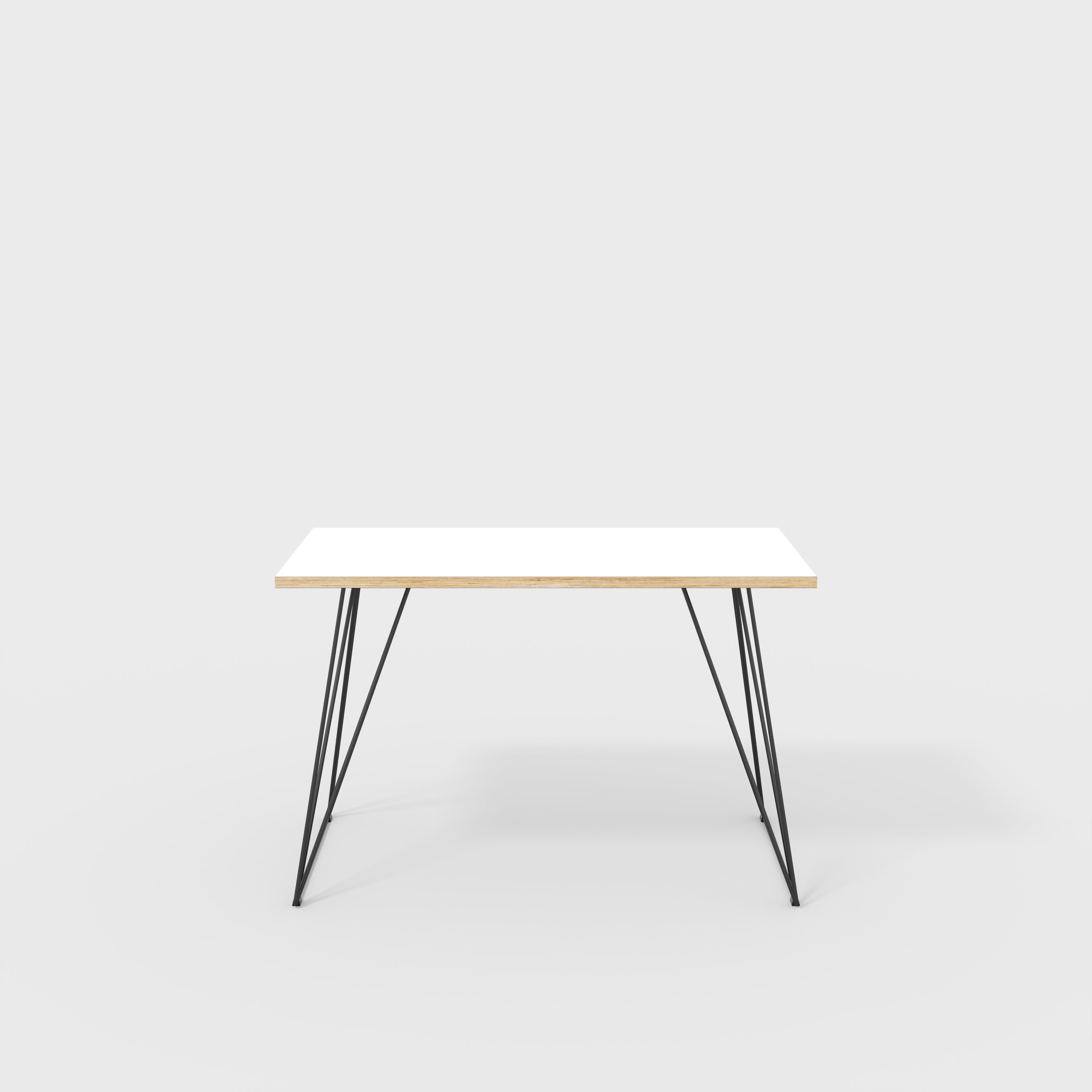 Plywood Desk with Black Wireframe Legs - Formica White - 1200(w) x 600(d) x 735(h)