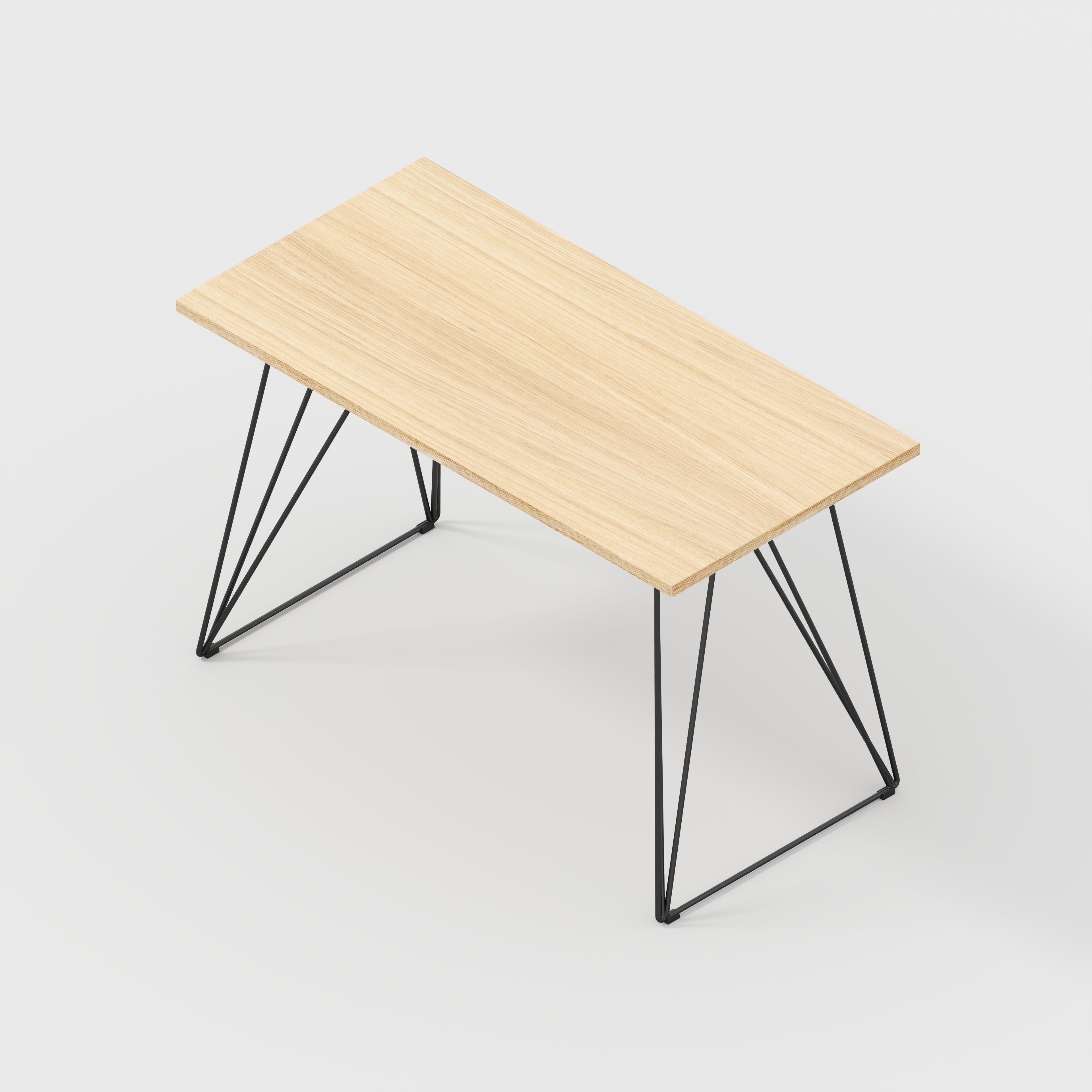 Plywood Desk with Black Wireframe Legs - Plywood Oak - 1200(w) x 600(d) x 735(h)