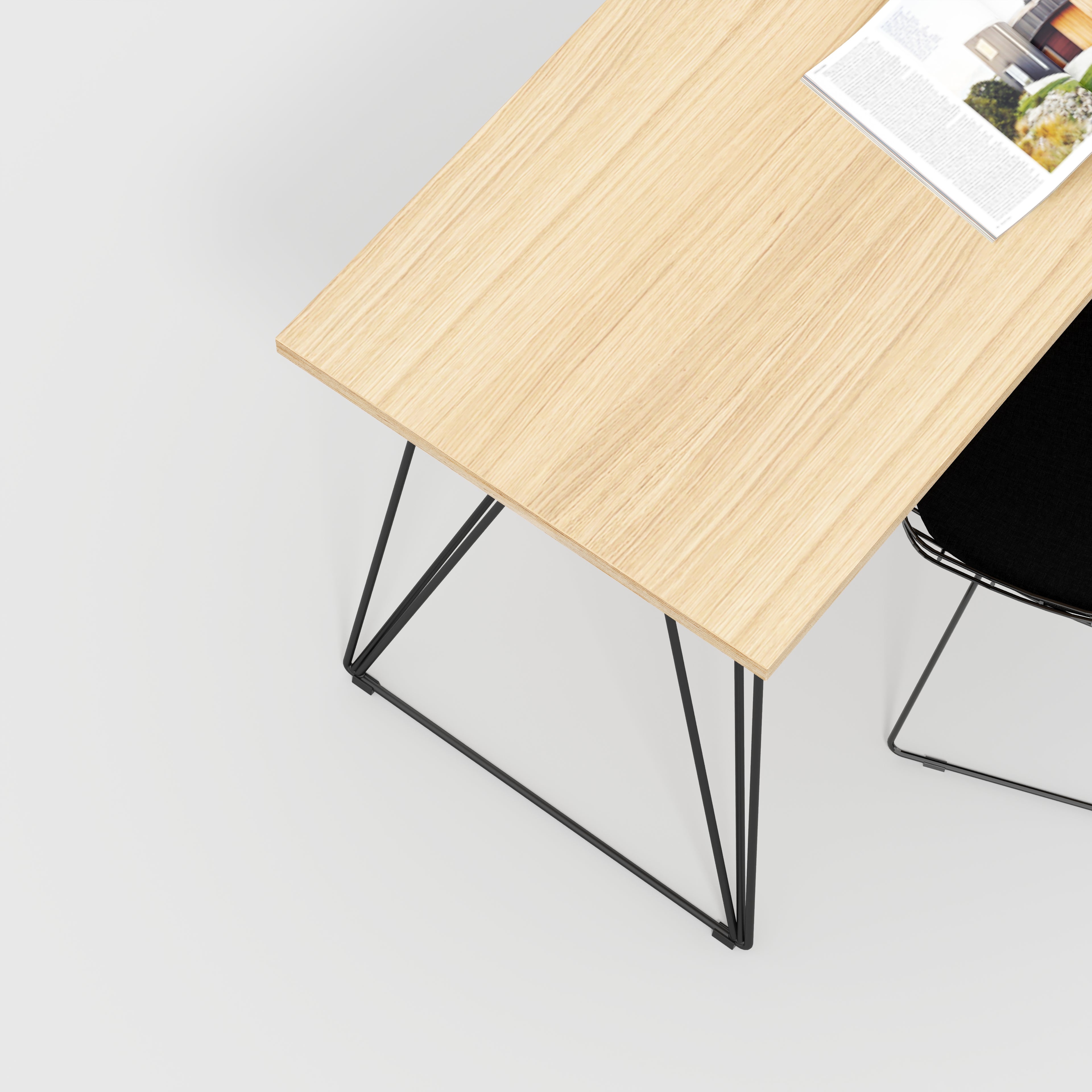 Plywood Desk with Black Wireframe Legs - Plywood Oak - 1200(w) x 600(d) x 735(h)