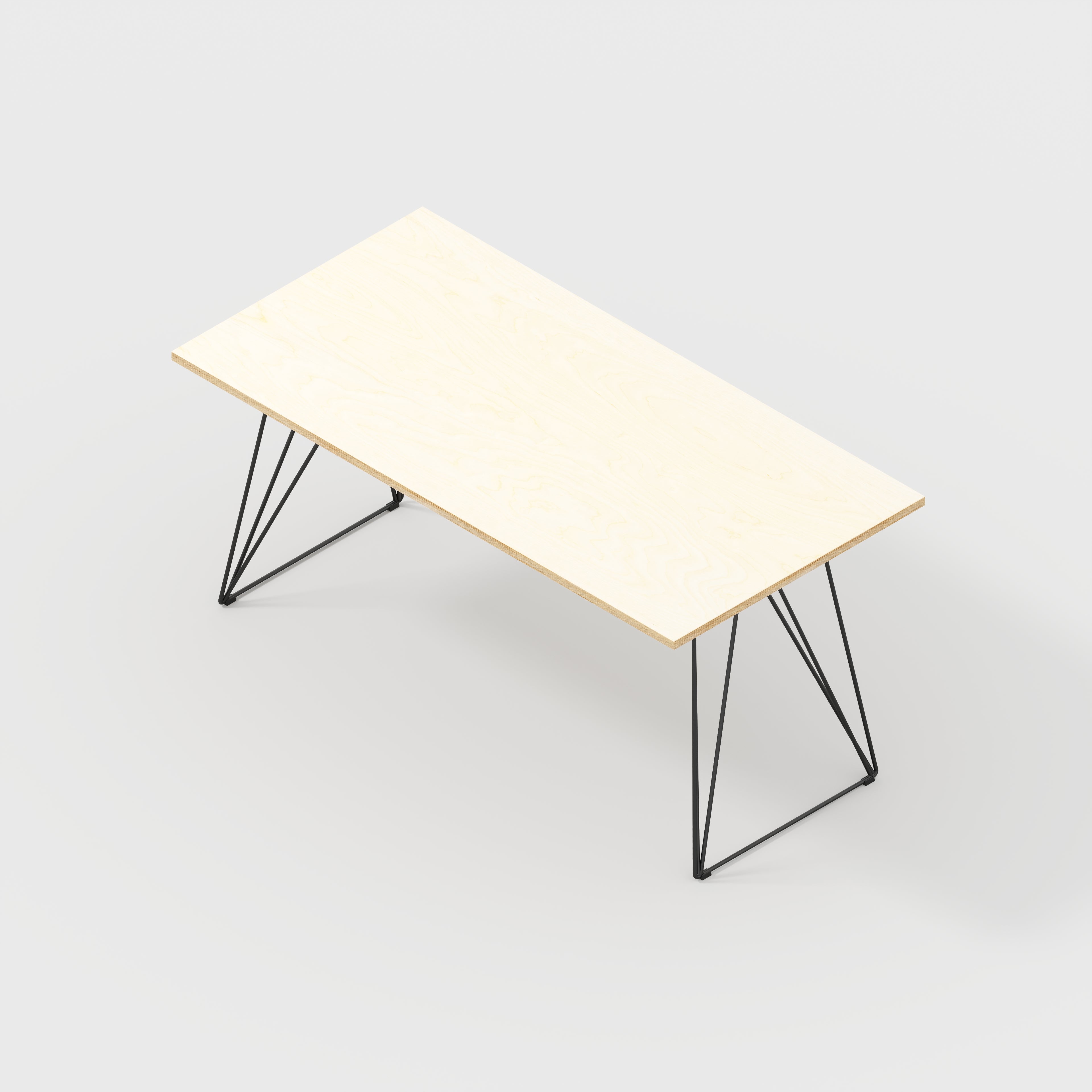 Plywood Desk with Black Wireframe Legs - Plywood Birch - 1600(w) x 800(d) x 735(h)