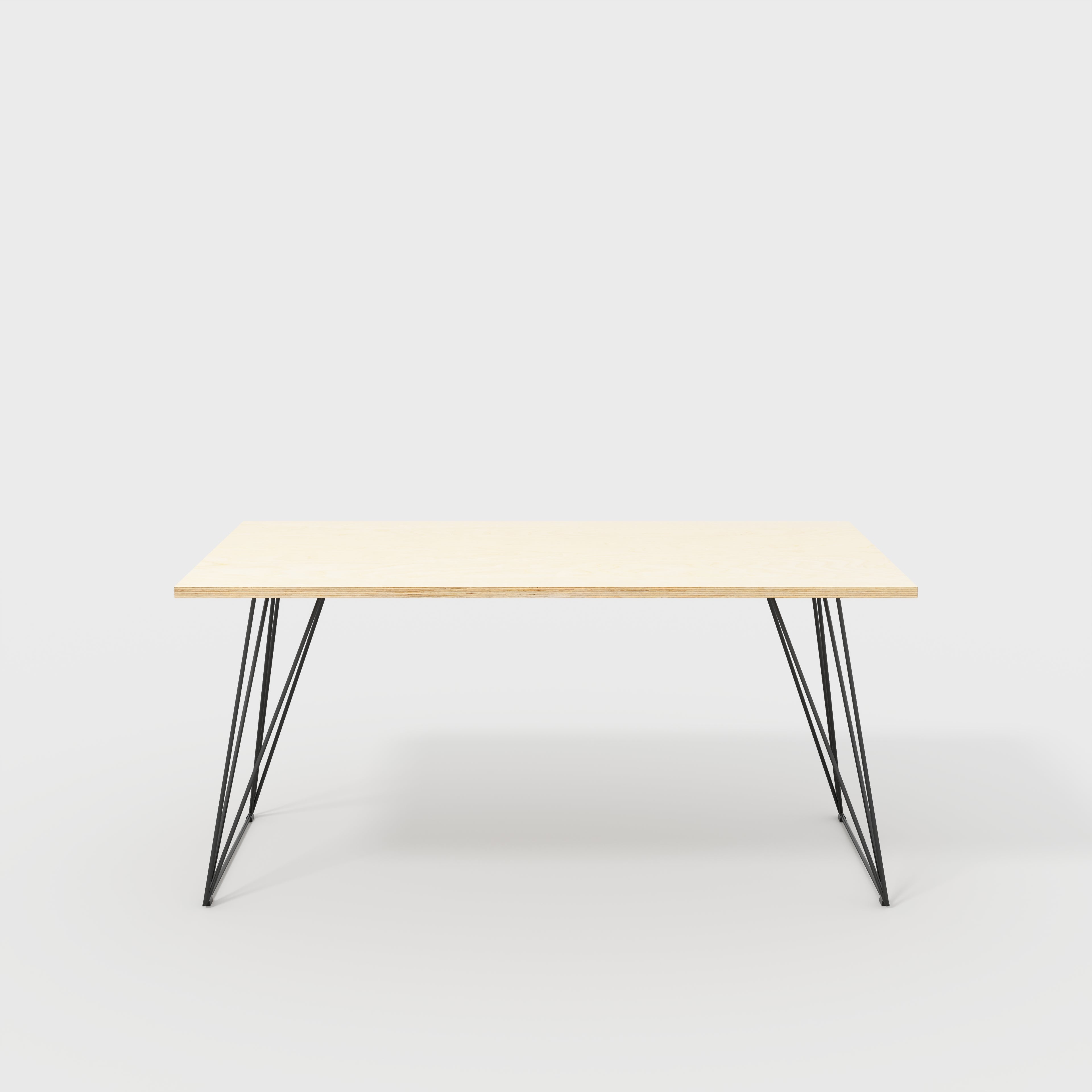 Plywood Desk with Black Wireframe Legs - Plywood Birch - 1600(w) x 800(d) x 735(h)