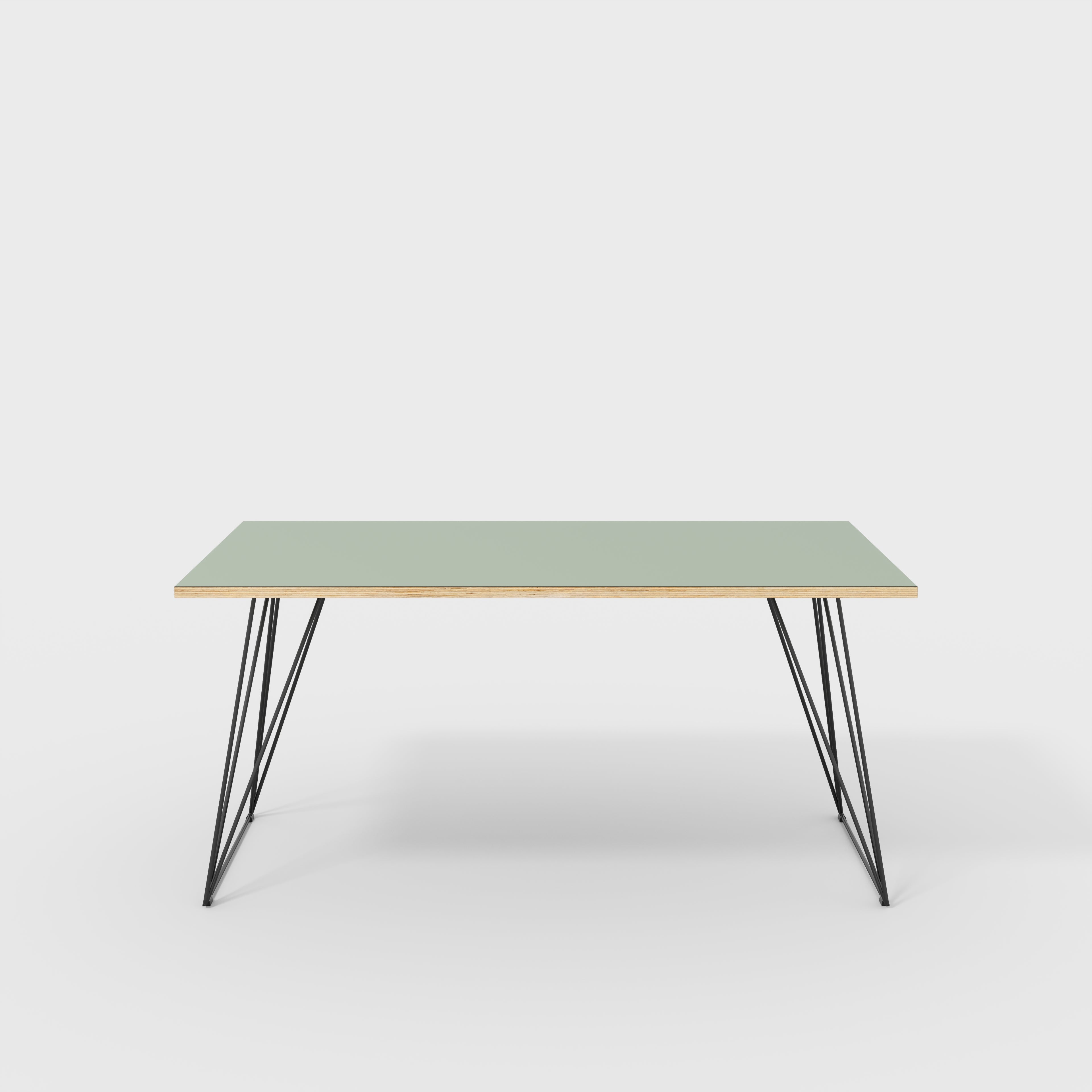 Plywood Desk with Black Wireframe Legs - Formica Green Slate - 1600(w) x 800(d) x 735(h)