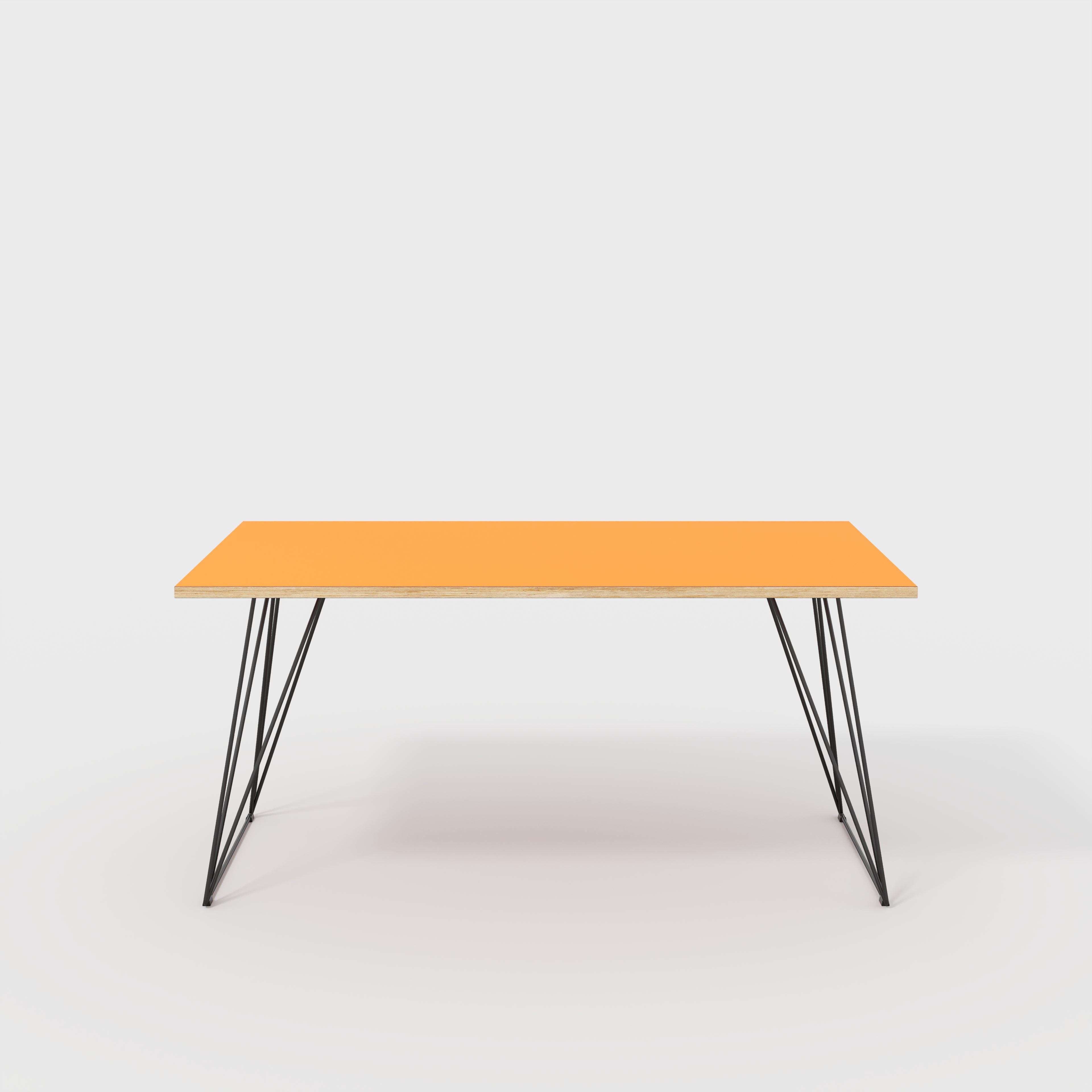 Plywood Desk with Black Wireframe Legs - Formica Levante Orange - 1600(w) x 800(d) x 735(h)