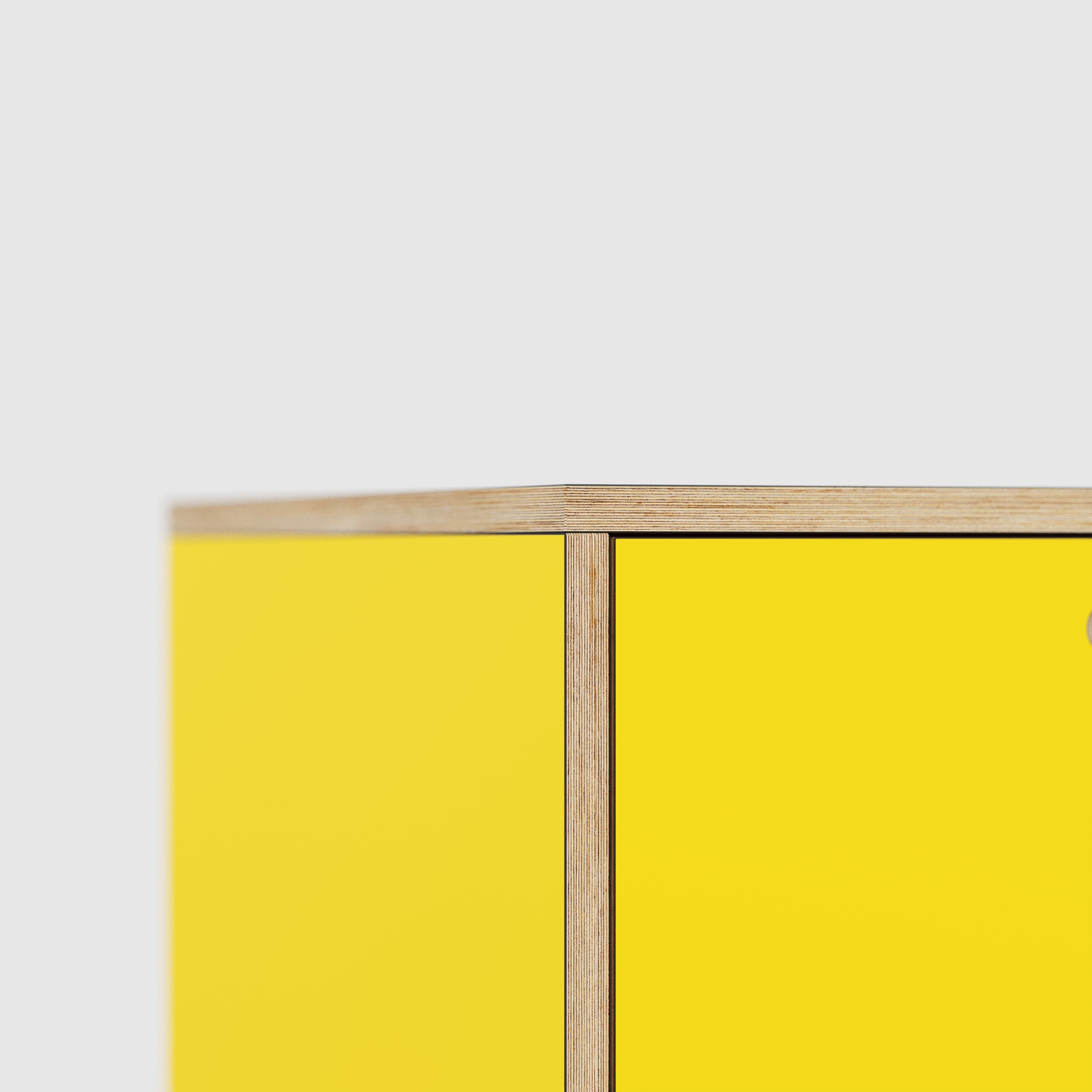 Plywood Desk with Storage Type 1 LH - Door - Formica Chrome Yellow - 2000(w) x 800(d) x 750(h)