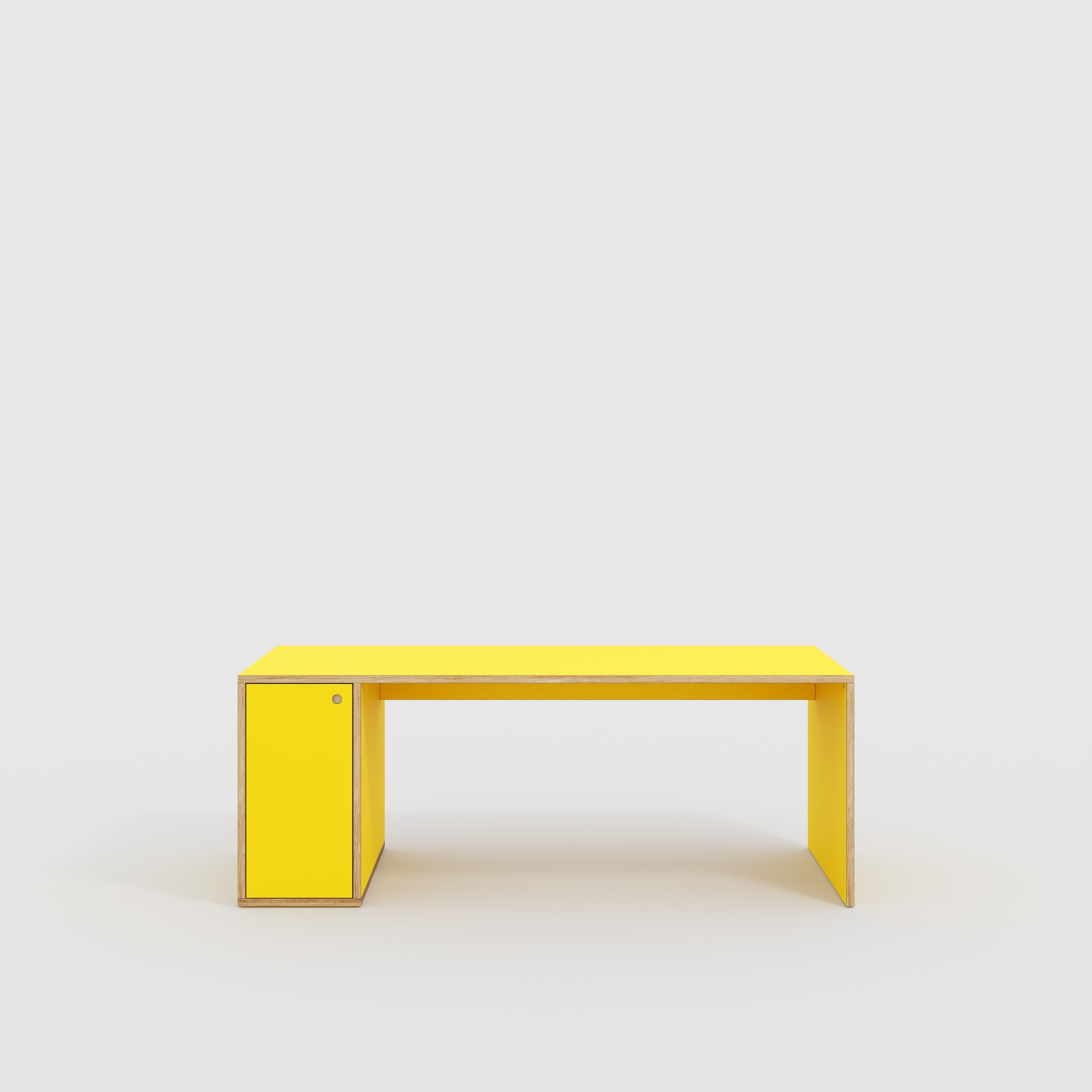 Plywood Desk with Storage Type 1 LH - Door - Formica Chrome Yellow - 2000(w) x 800(d) x 750(h)