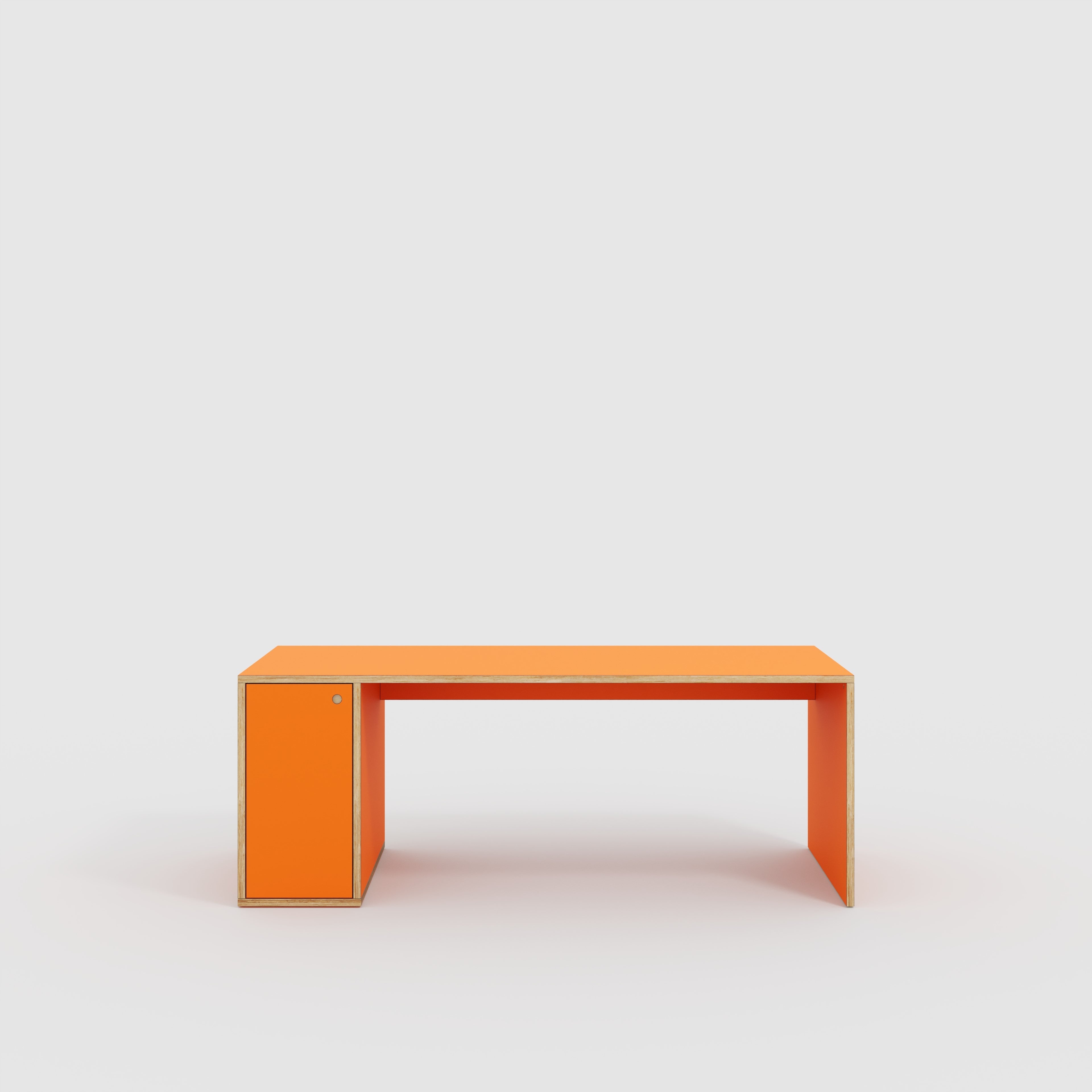 Plywood Desk with Storage Type 1 LH - Door - Formica Levante Orange - 2000(w) x 800(d) x 750(h)