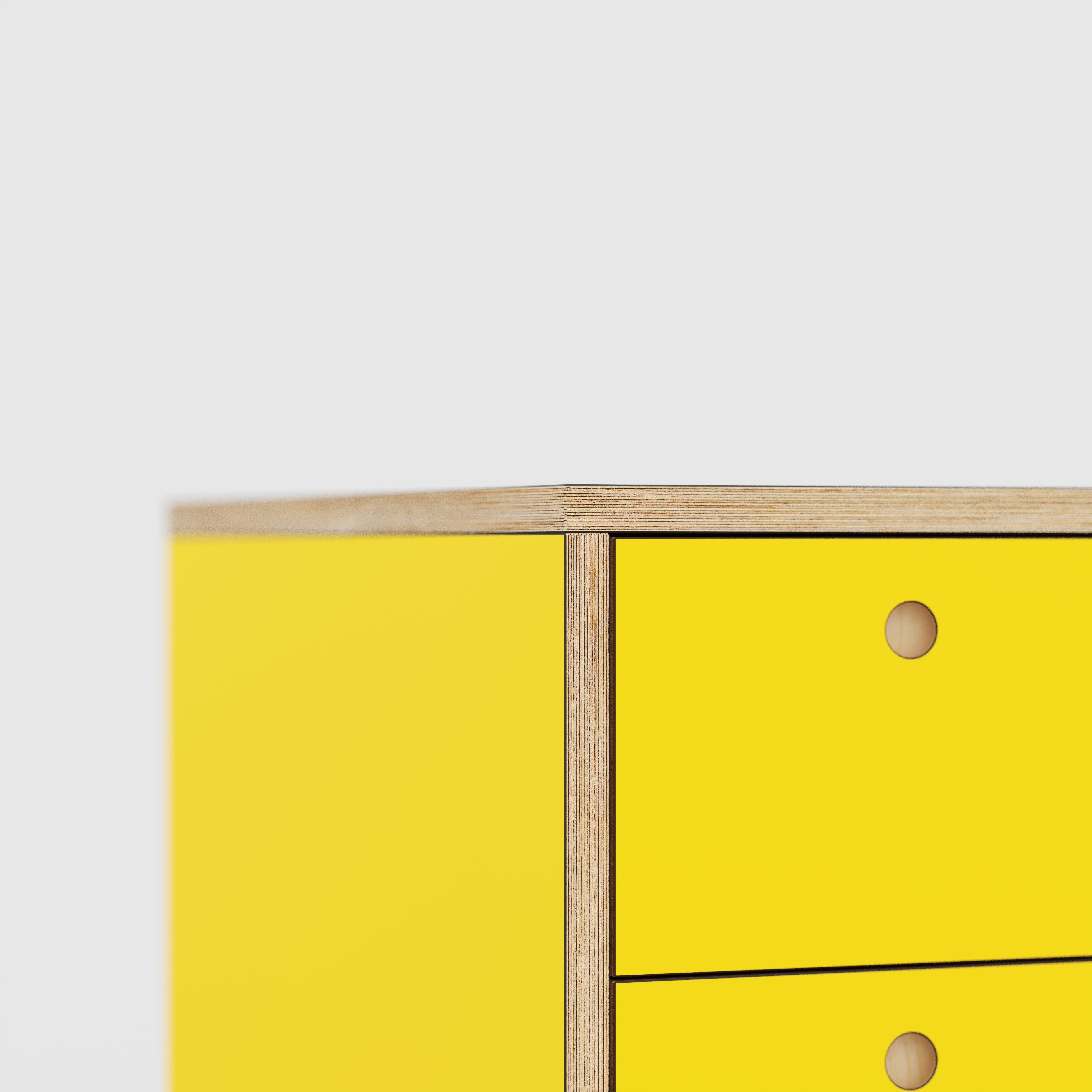 Plywood Desk with Storage Type 1 LH - Drawers - Formica Chrome Yellow - 2000(w) x 800(d) x 750(h)