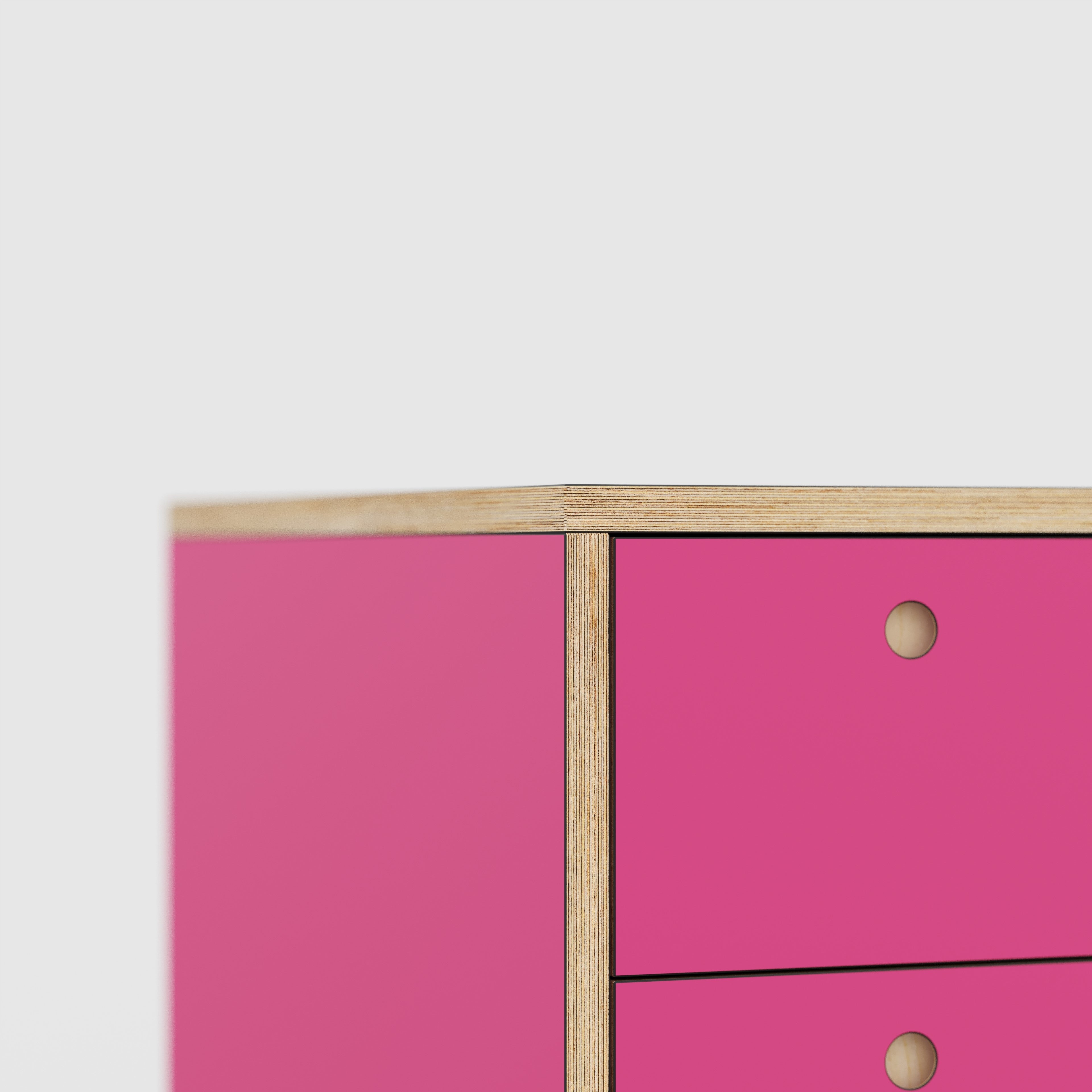 Plywood Desk with Storage Type 1 LH - Drawers - Formica Juicy Pink - 2000(w) x 800(d) x 750(h)