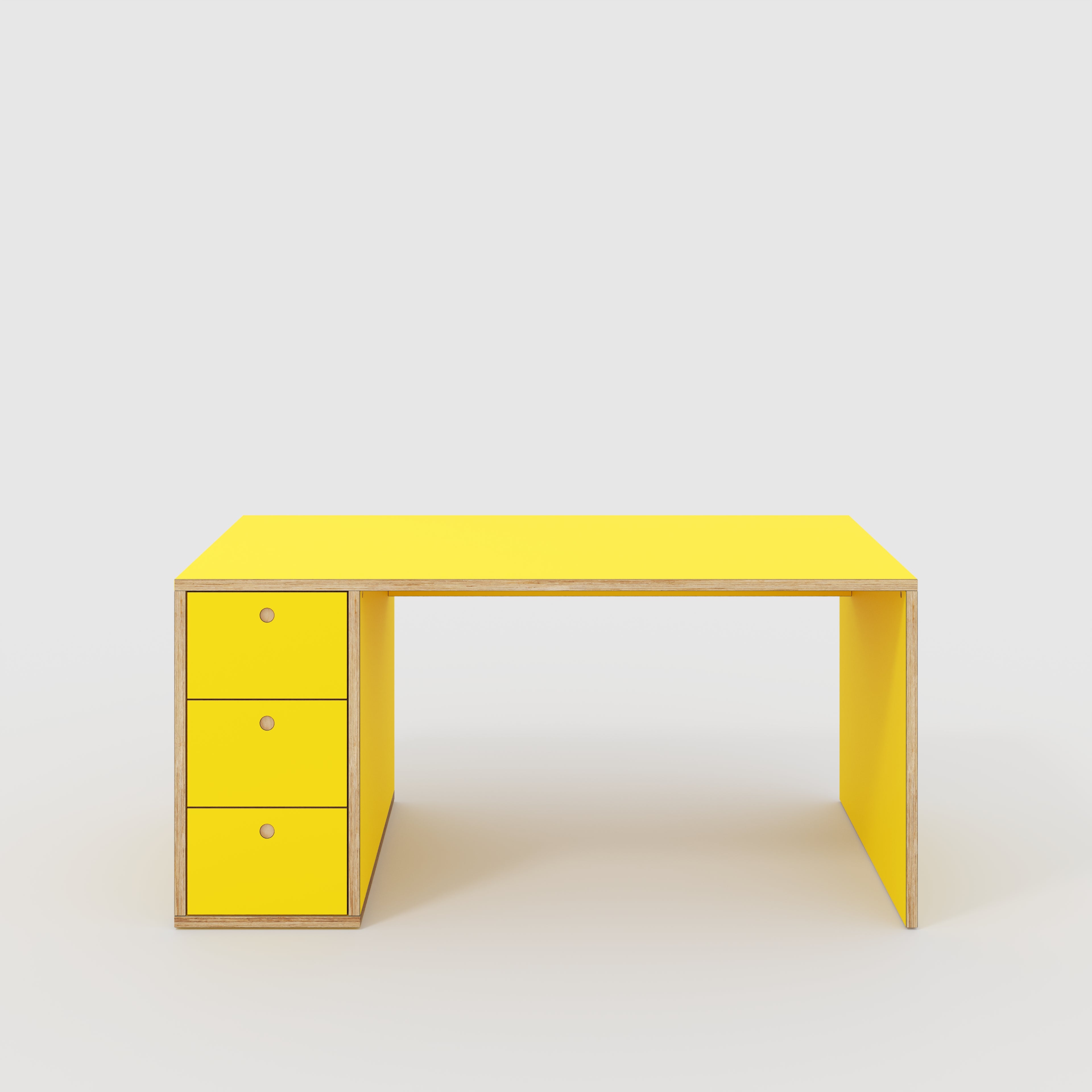 Plywood Desk with Storage Type 1 LH - Drawers - Formica Chrome Yellow - 1600(w) x 800(d) x 750(h)