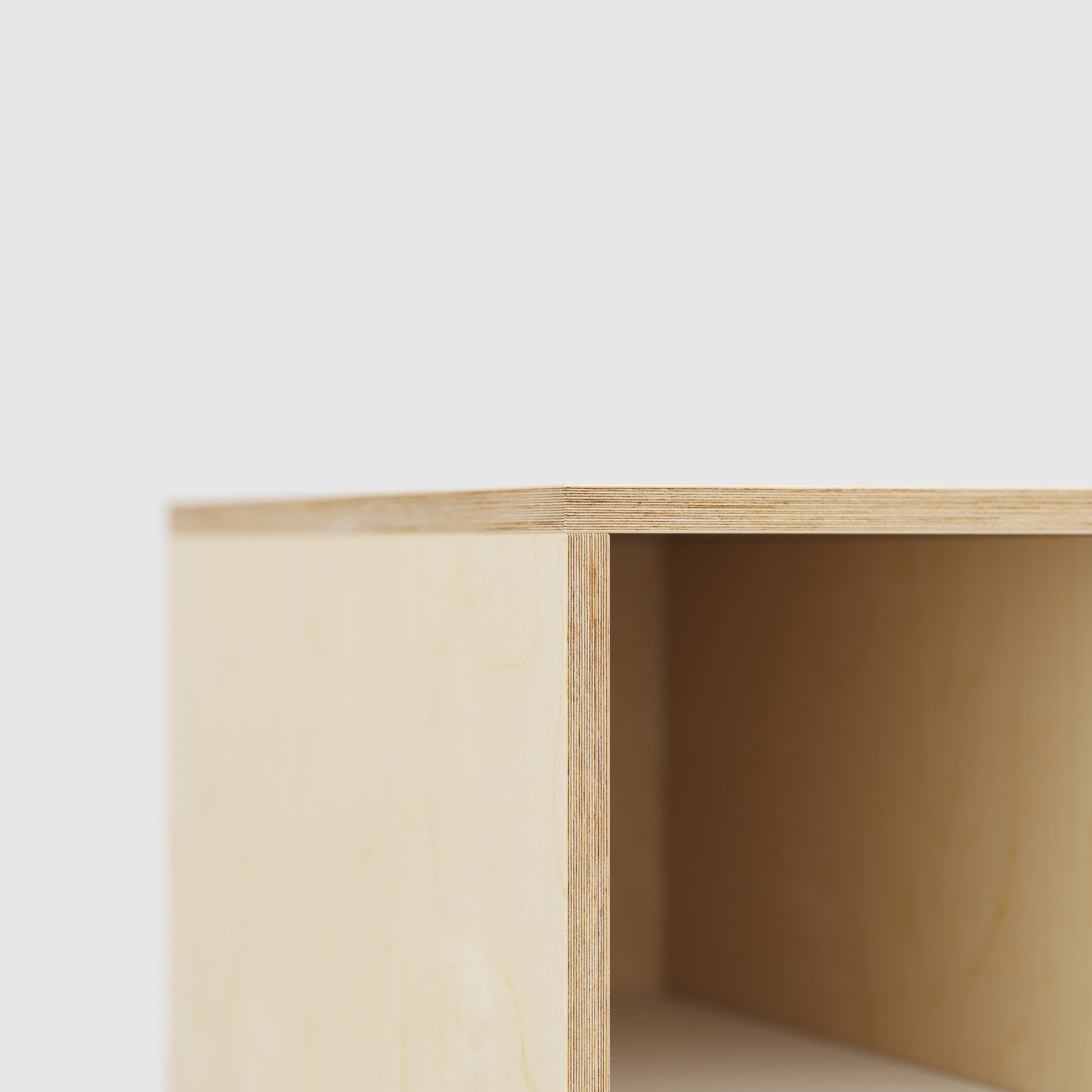 Plywood Desk with Storage Type 1 LH - Open Shelves - Plywood Birch - 1600(w) x 800(d) x 750(h)