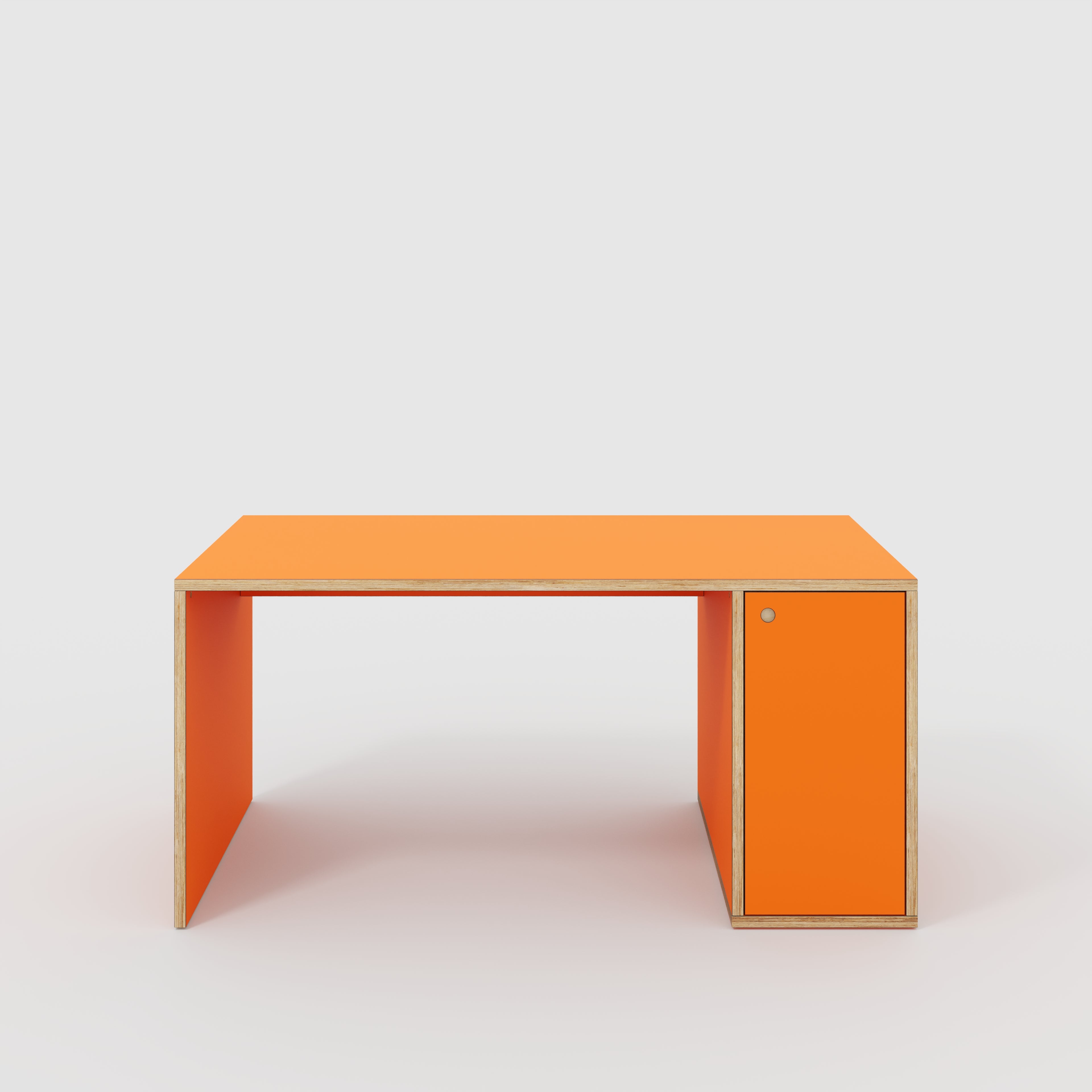 Plywood Desk with Storage Type 1 RH - Door - Formica Levante Orange - 1600(w) x 800(d) x 750(h)