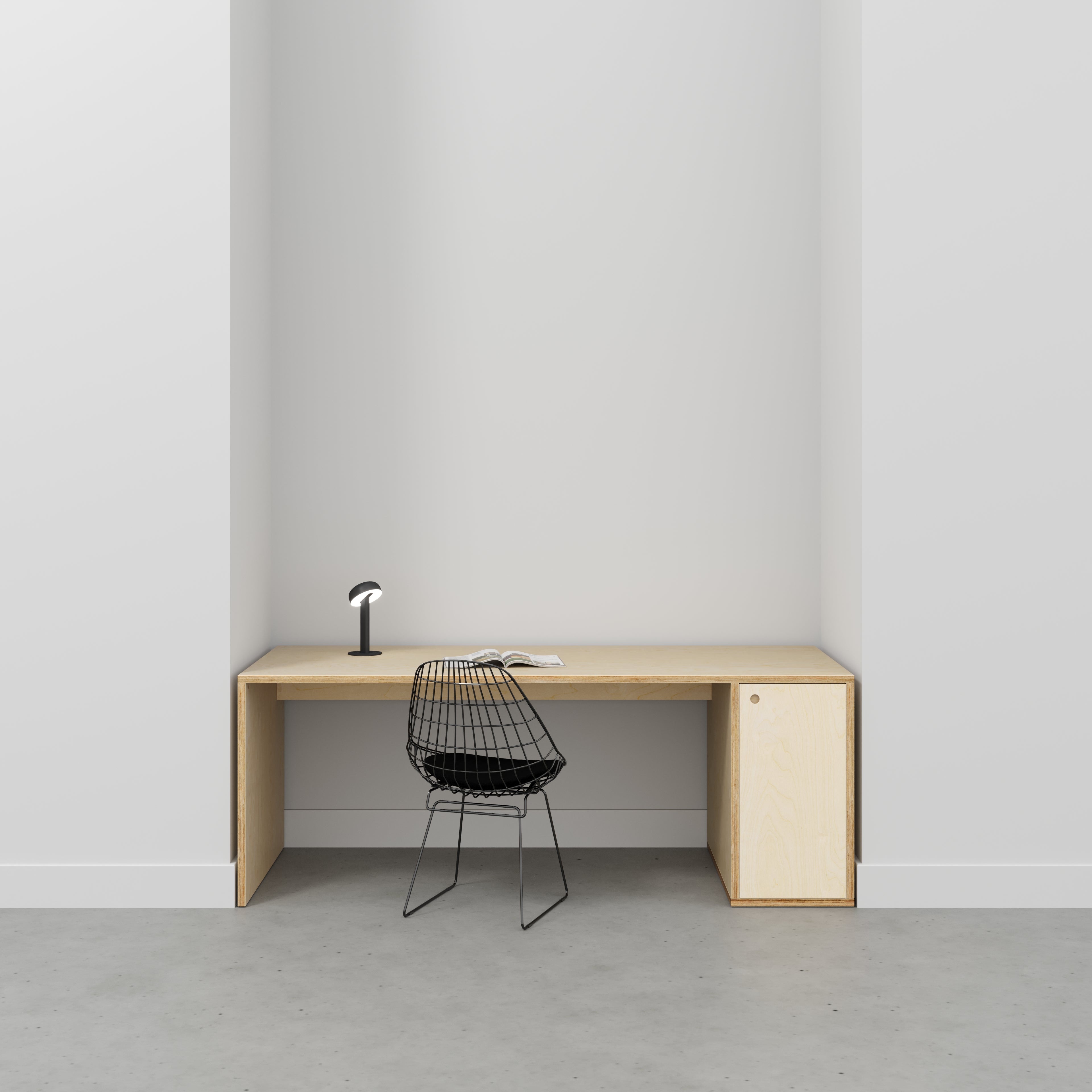 Plywood Desk with Storage Type 1 RH - Door - Plywood Birch - 2000(w) x 800(d) x 750(h)