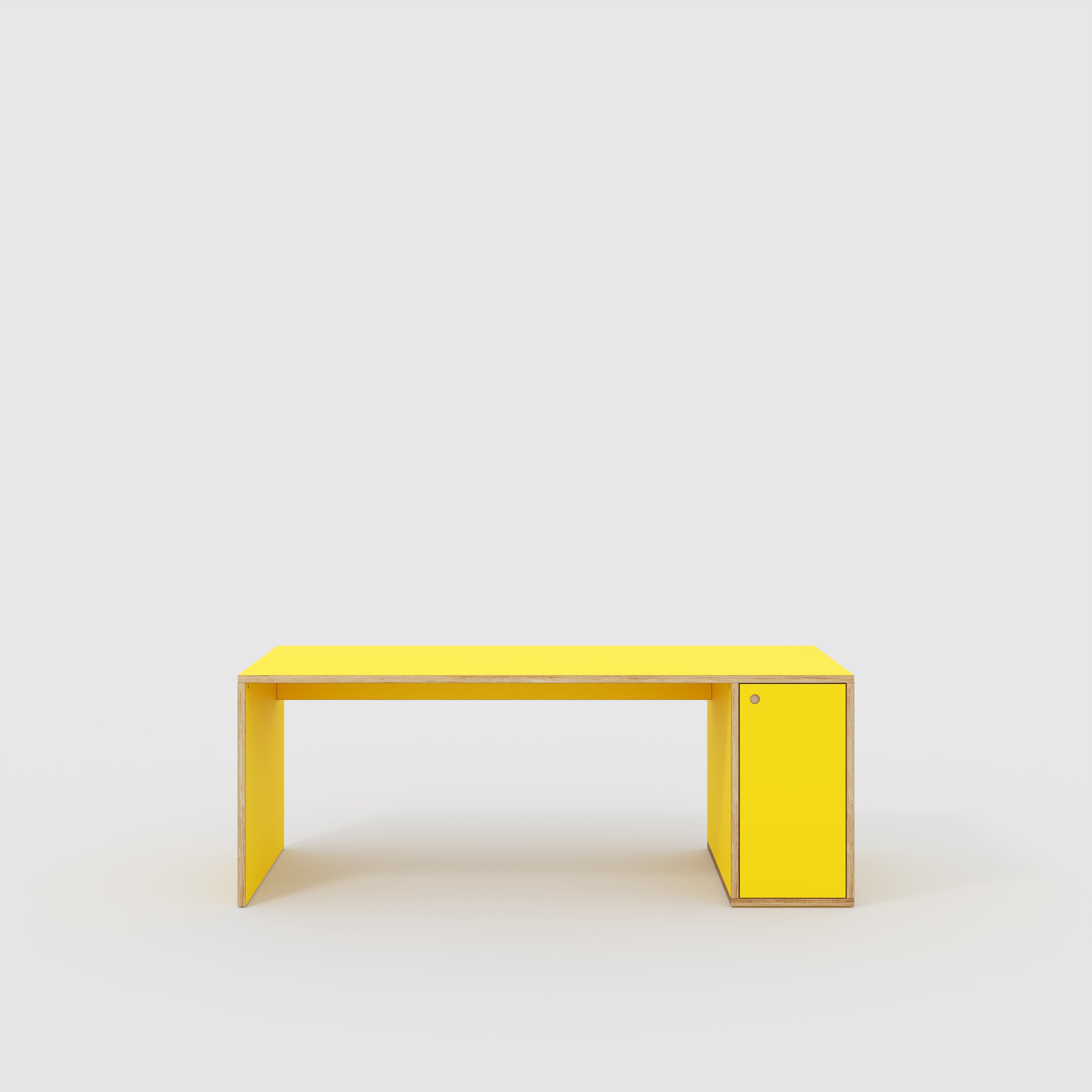 Plywood Desk with Storage Type 1 RH - Door - Formica Chrome Yellow - 2000(w) x 800(d) x 750(h)